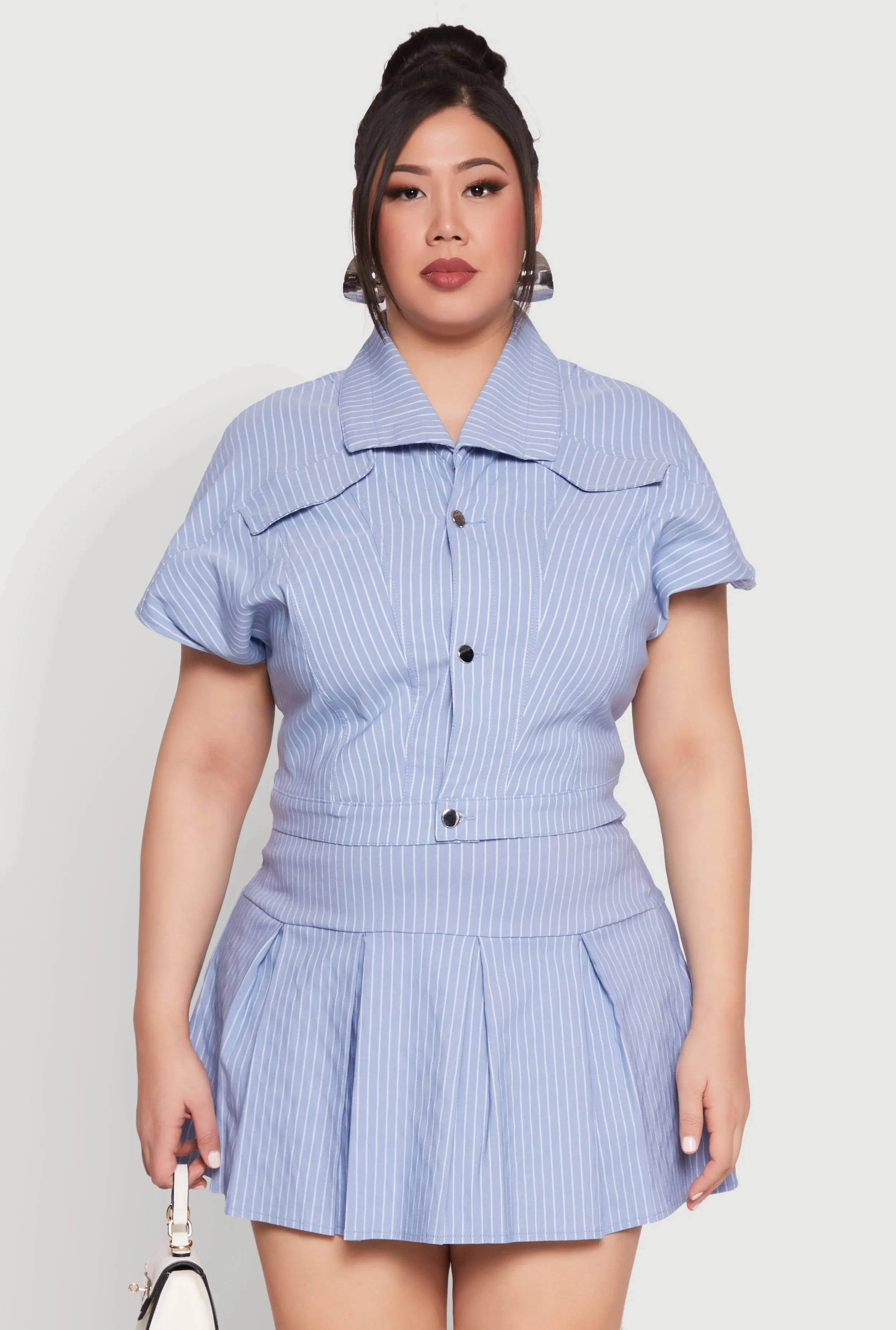 Plus Size Pinstripe Hyperstretch Crop Top sold by Rainbow