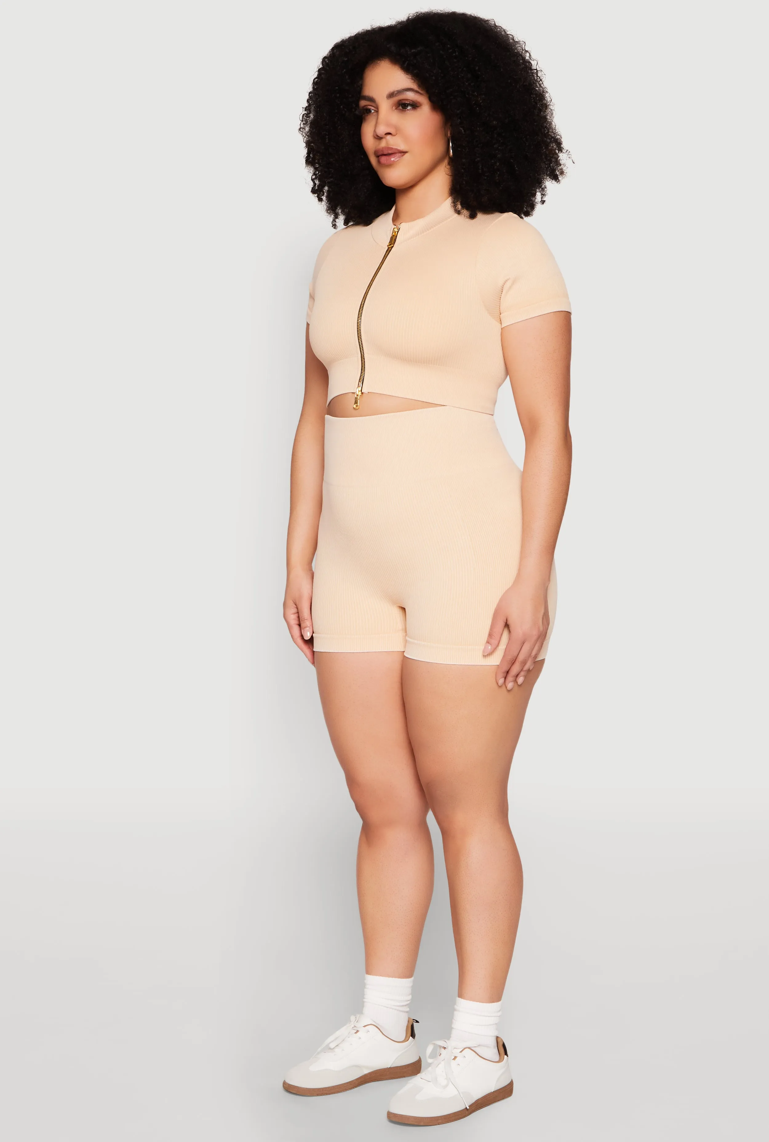 Plus Size Daisy Mineral Wash Seamless Zip Front Top sold by Rainbow product image thumbnail 5