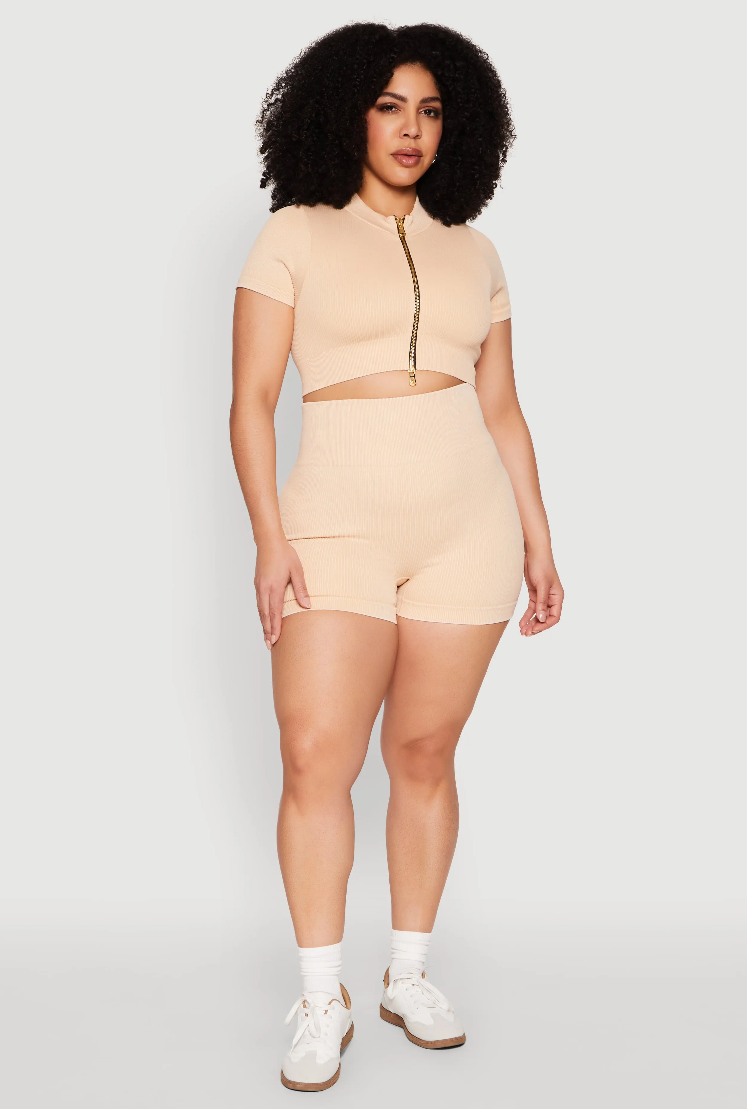 Plus Size Daisy Mineral Wash Seamless Zip Front Top sold by Rainbow product image thumbnail 3