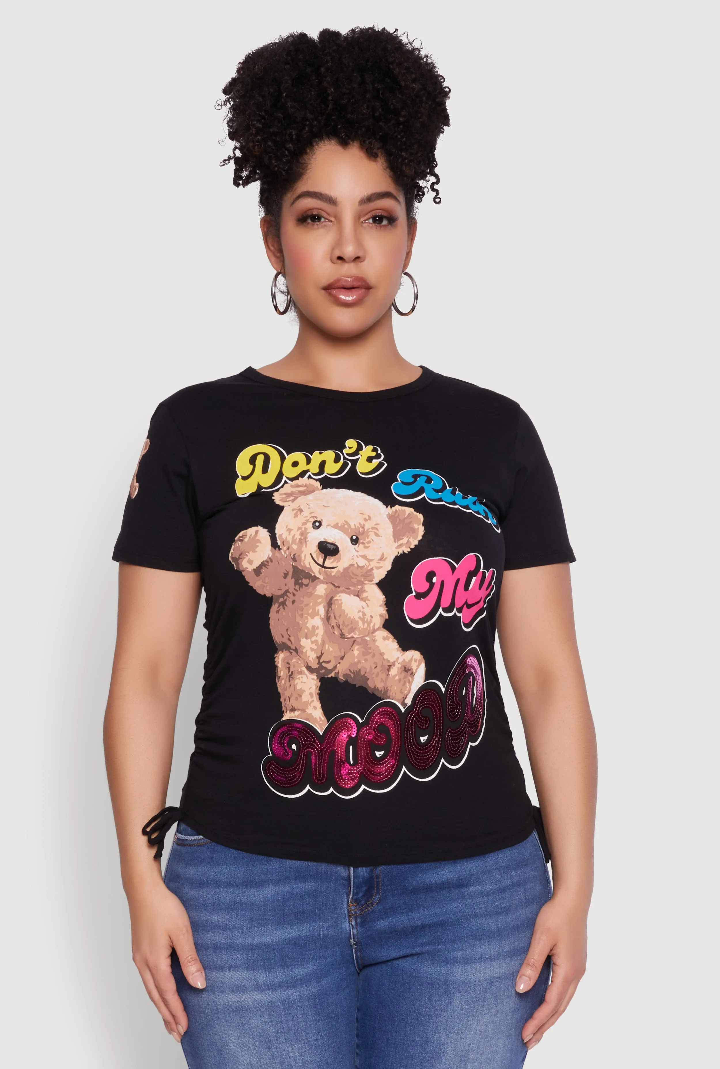 Plus Size Dont Ruin My Mood Sequin Graphic Tee sold by Rainbow product image thumbnail 2