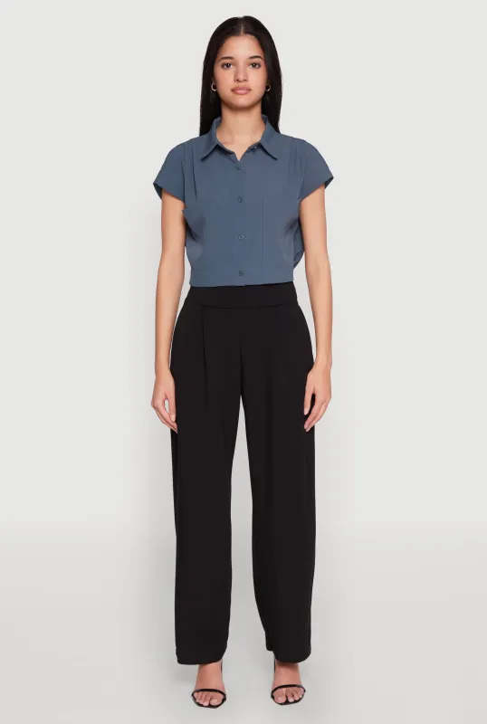 Cap Sleeve Cropped Shirt sold by Rainbow