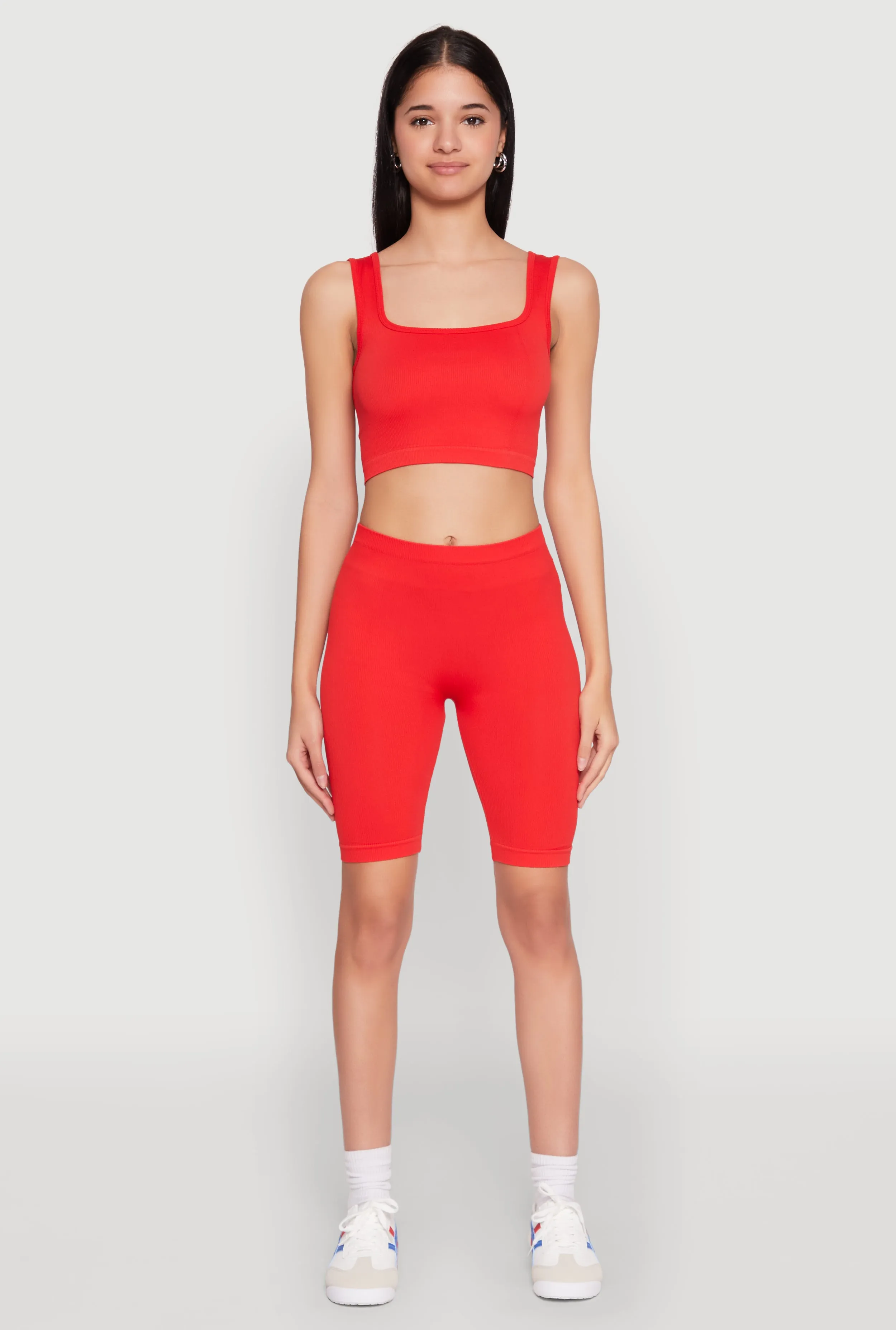 Seamless Square Neck Crop Top and Biker Shorts sold by Rainbow product image thumbnail 2