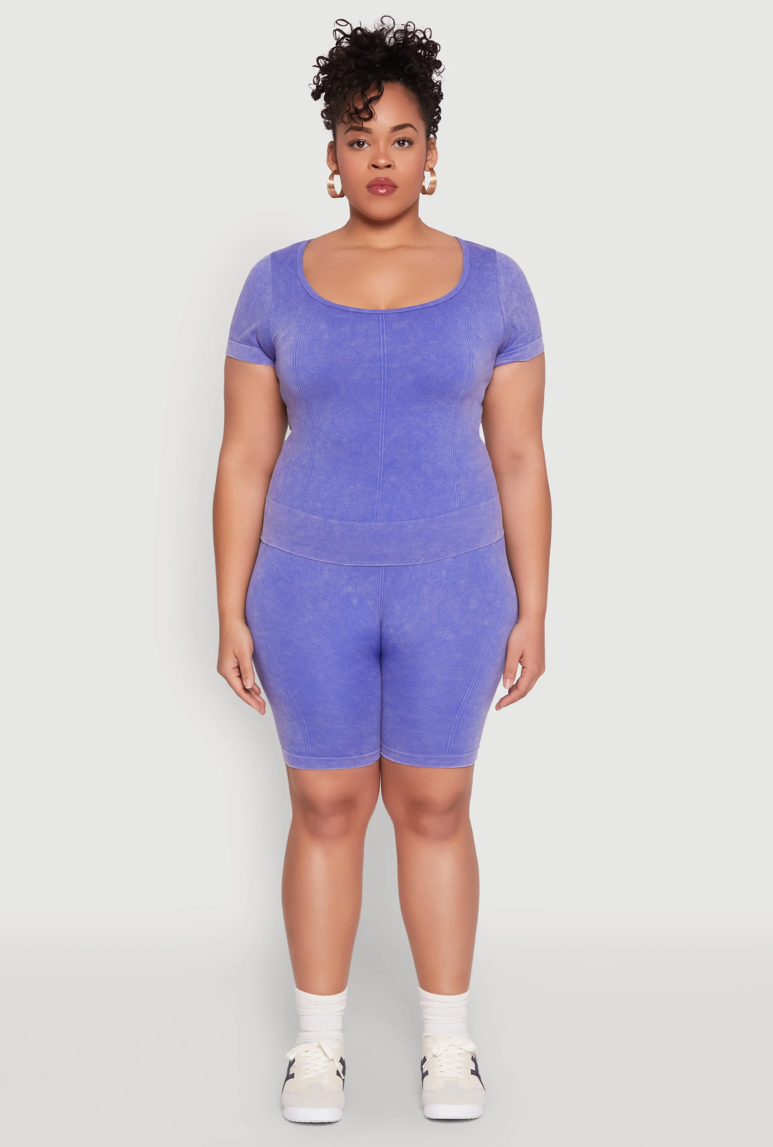 Plus Size Mineral Wash Biker Shorts sold by Rainbow