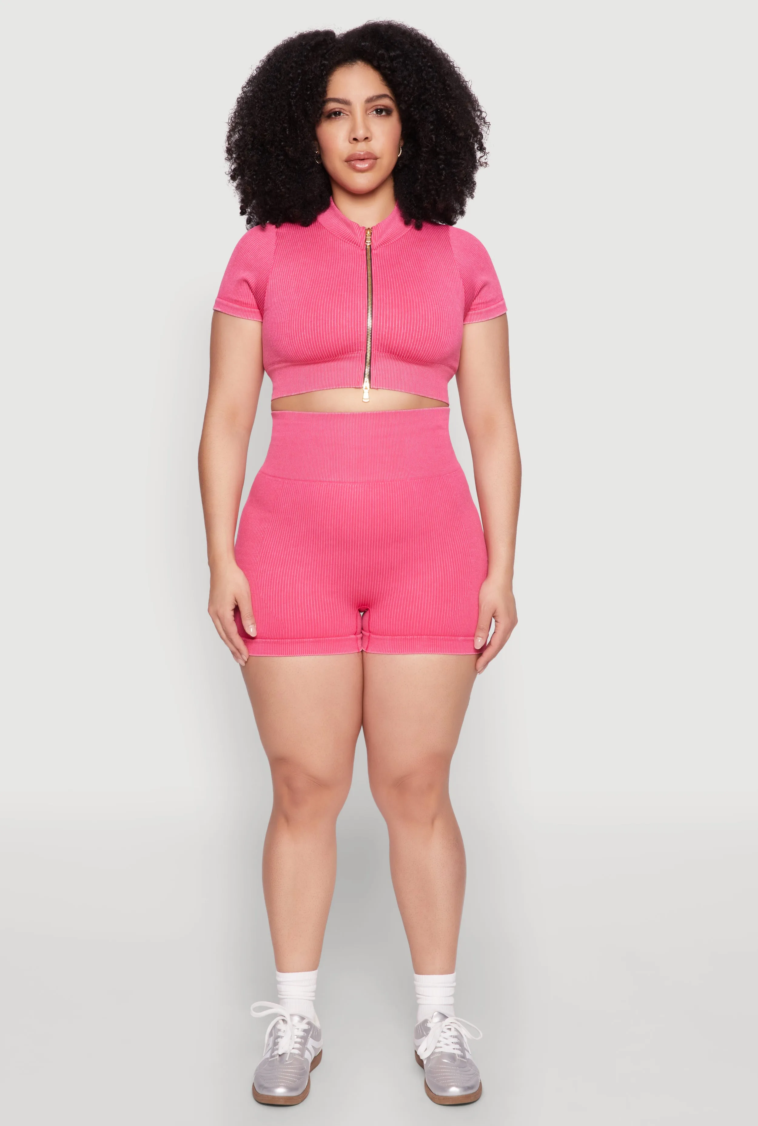 Plus Size Daisy Mineral Wash Seamless Zip Front Top sold by Rainbow product image thumbnail 2