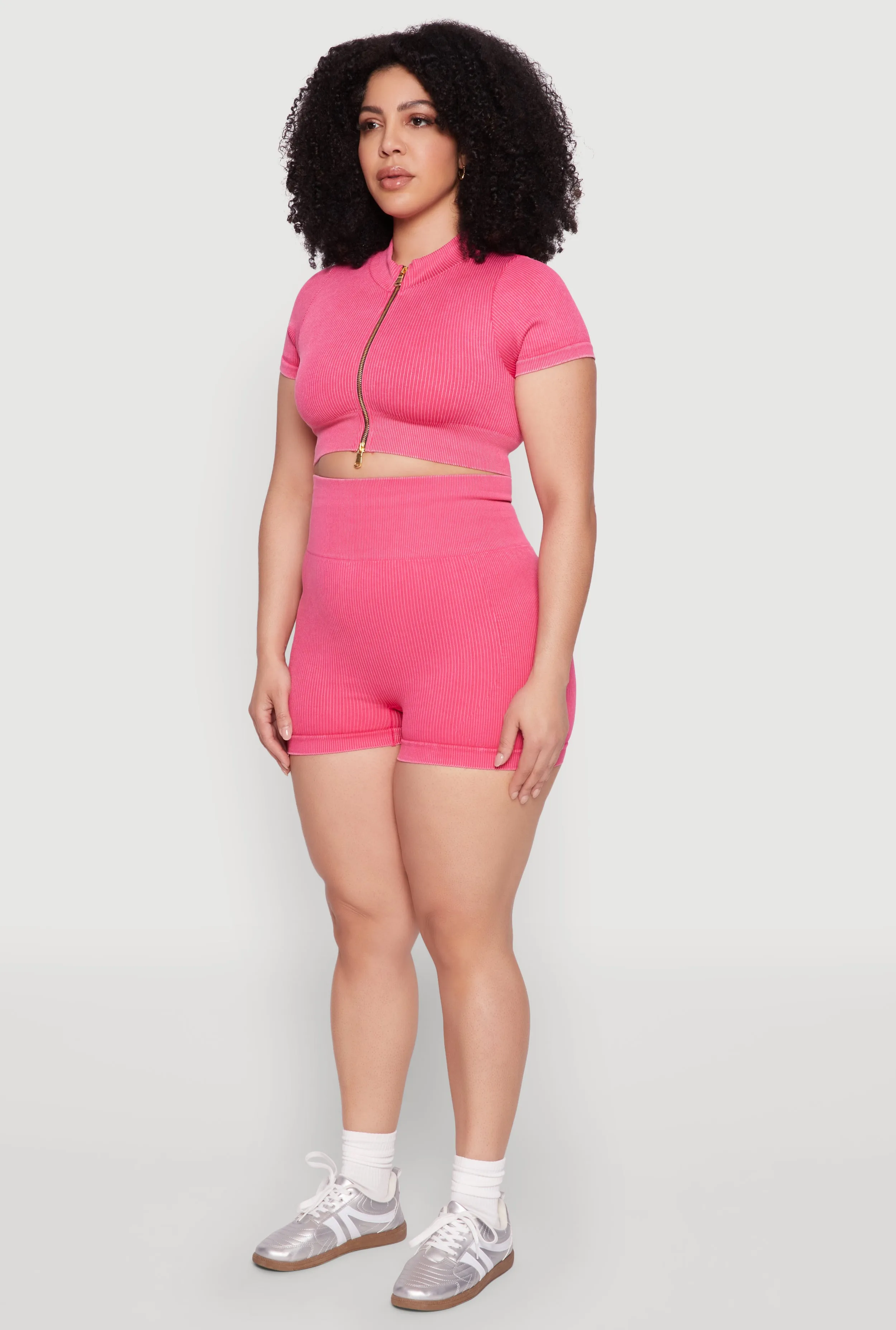 Plus Size Daisy Mineral Wash Seamless Zip Front Top sold by Rainbow product image thumbnail 5