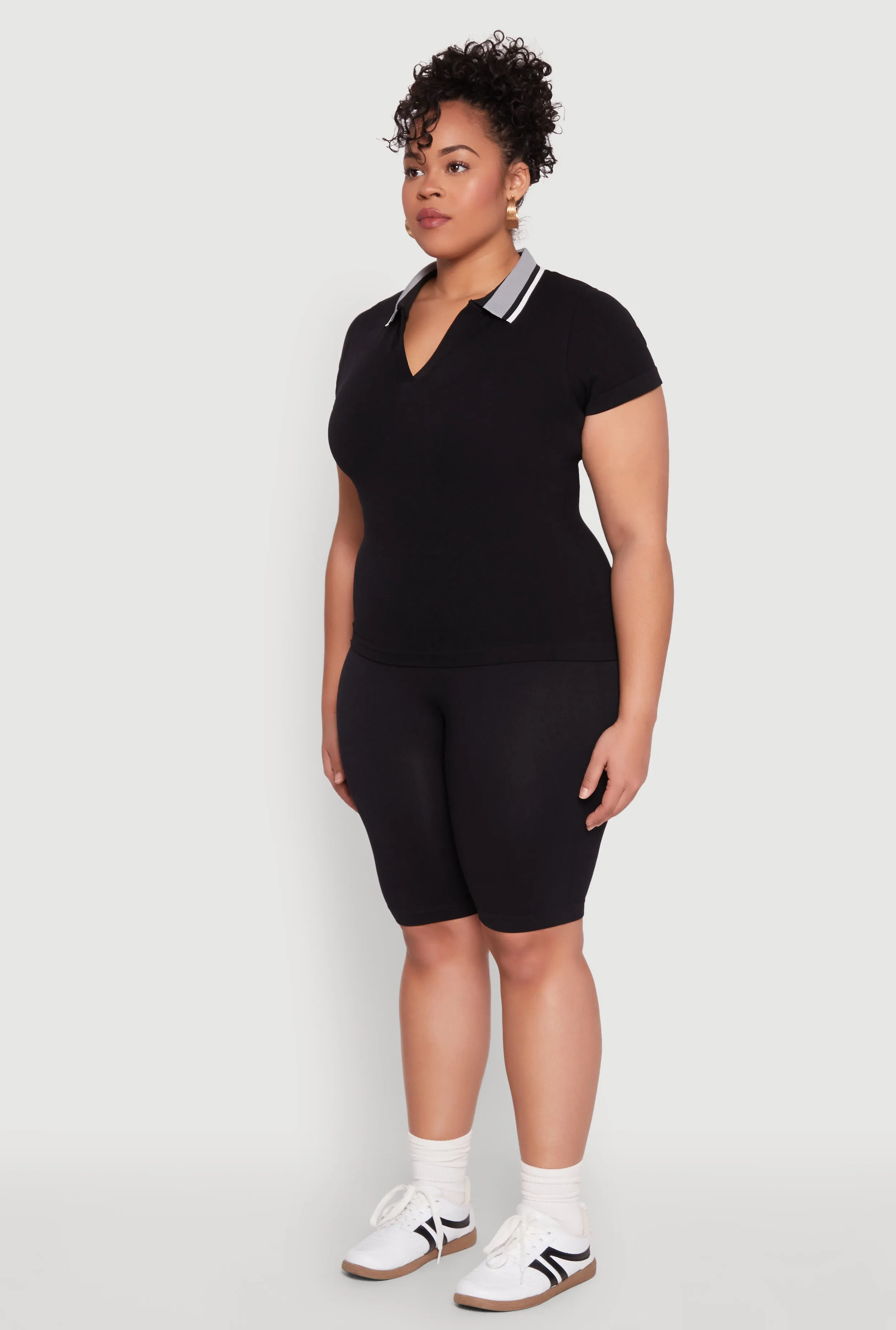 Plus Size Contrast Trim Polo Shirt sold by Rainbow product image thumbnail 5