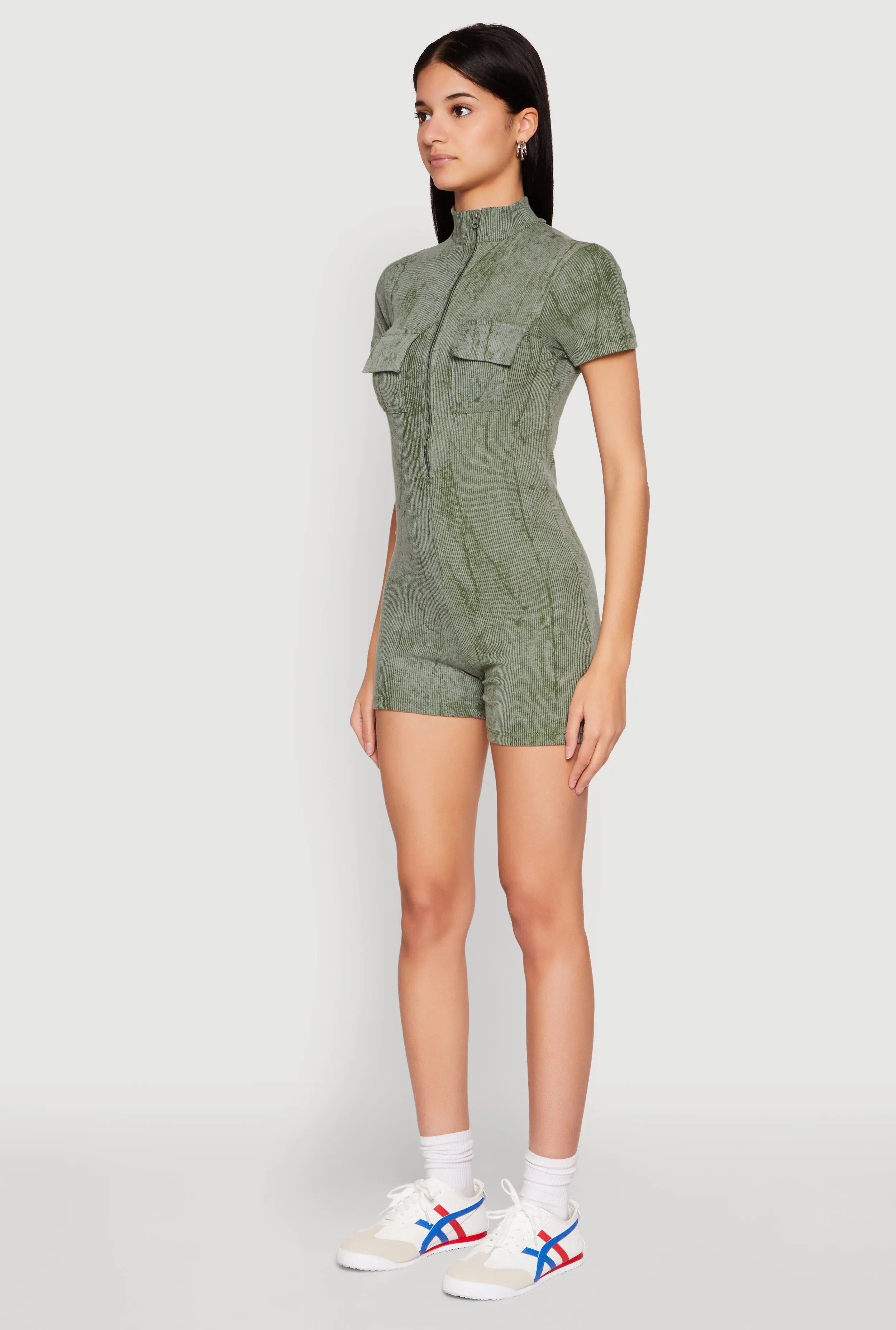 Mineral Wash Zip Front Romper sold by Rainbow product image thumbnail 3