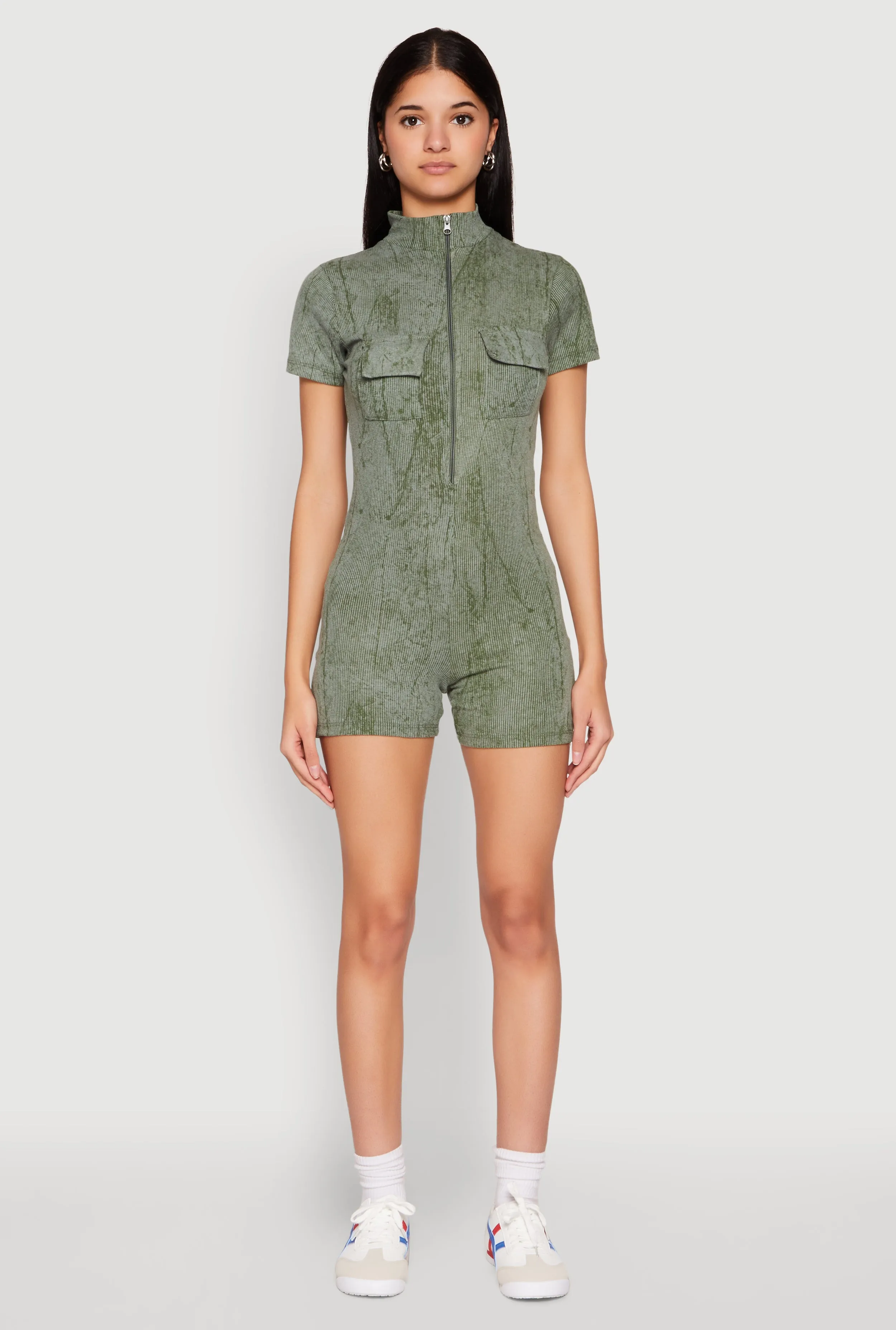Mineral Wash Zip Front Romper sold by Rainbow product image thumbnail 2