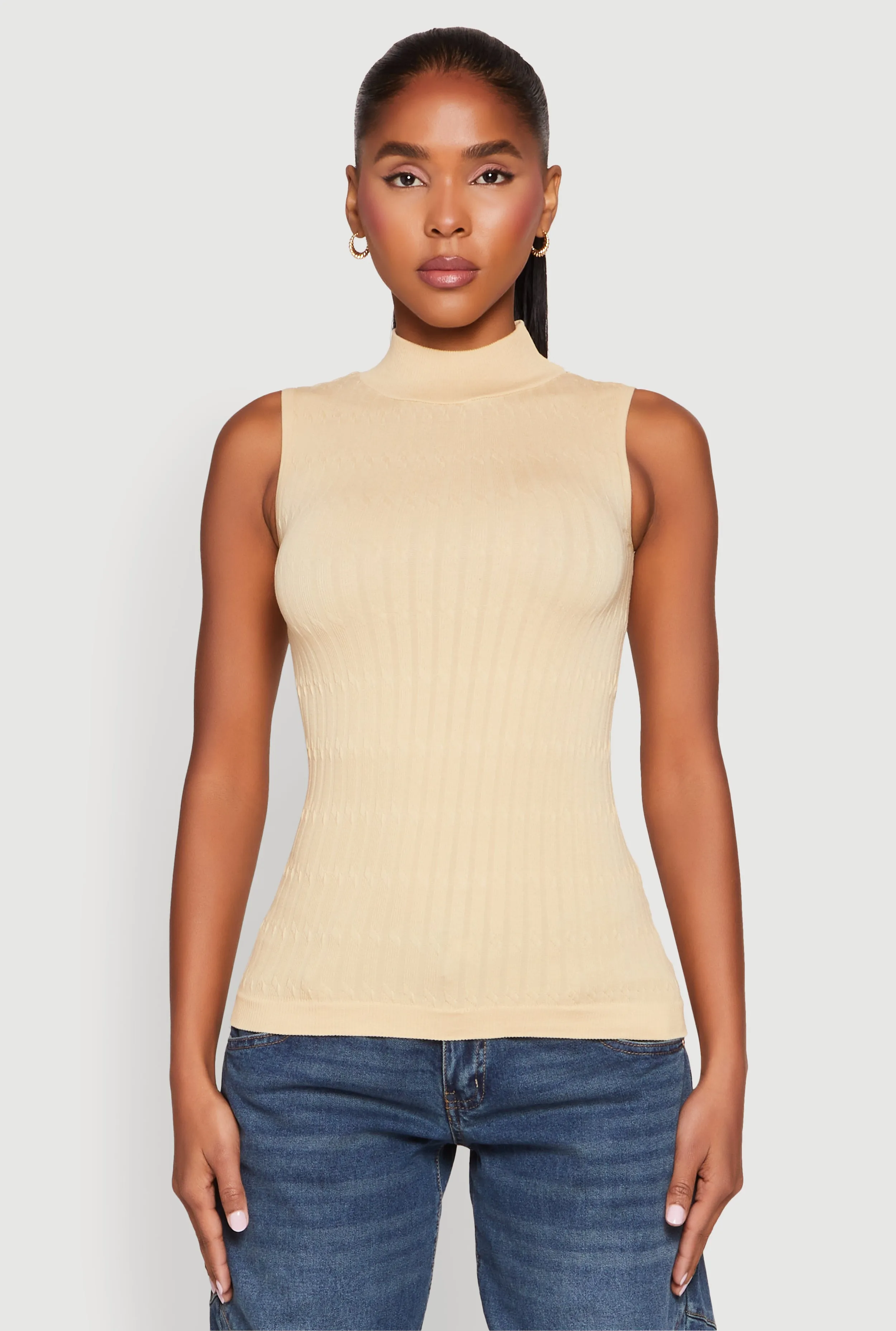Seamless Mock Neck Tank Top sold by Rainbow product image thumbnail 2