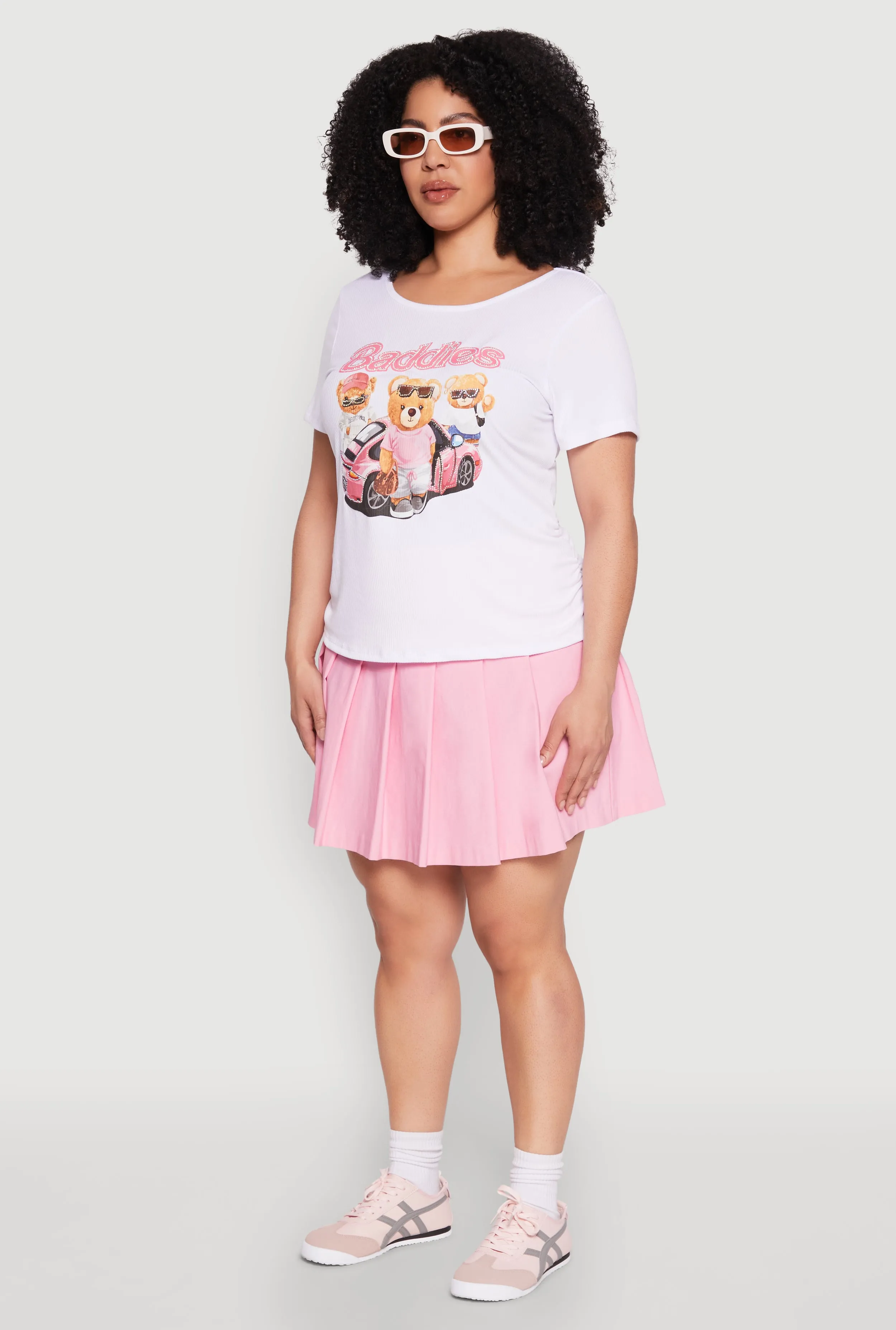 Plus Size Ribbed Knit Baddies Graphic Tee sold by Rainbow product image thumbnail 5
