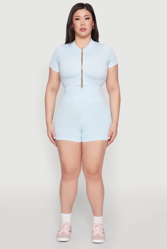 Plus Size Daisy Mineral Wash Seamless Bike Shorts sold by Rainbow