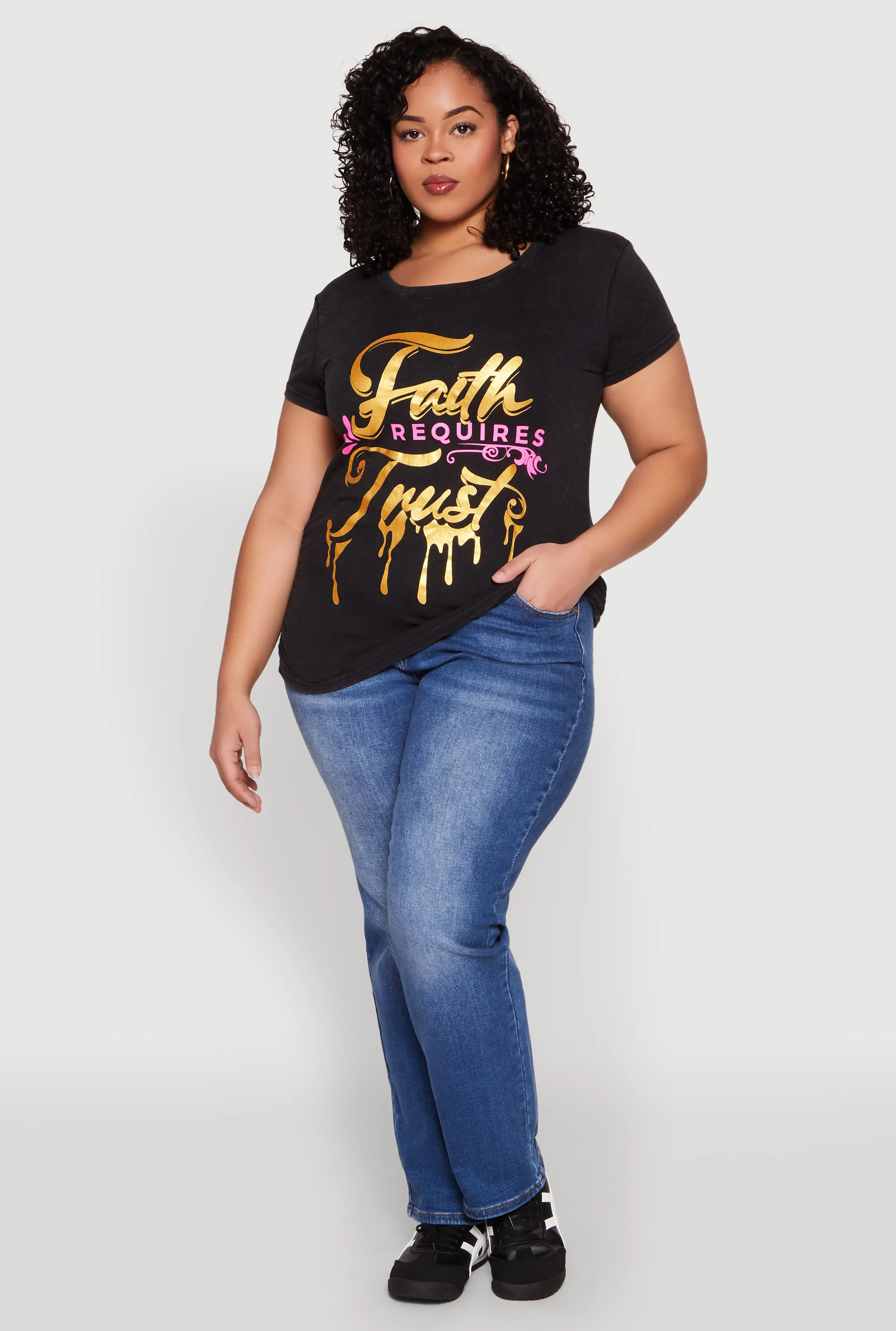 Plus Size Mineral Wash Faith Graphic Tee sold by Rainbow