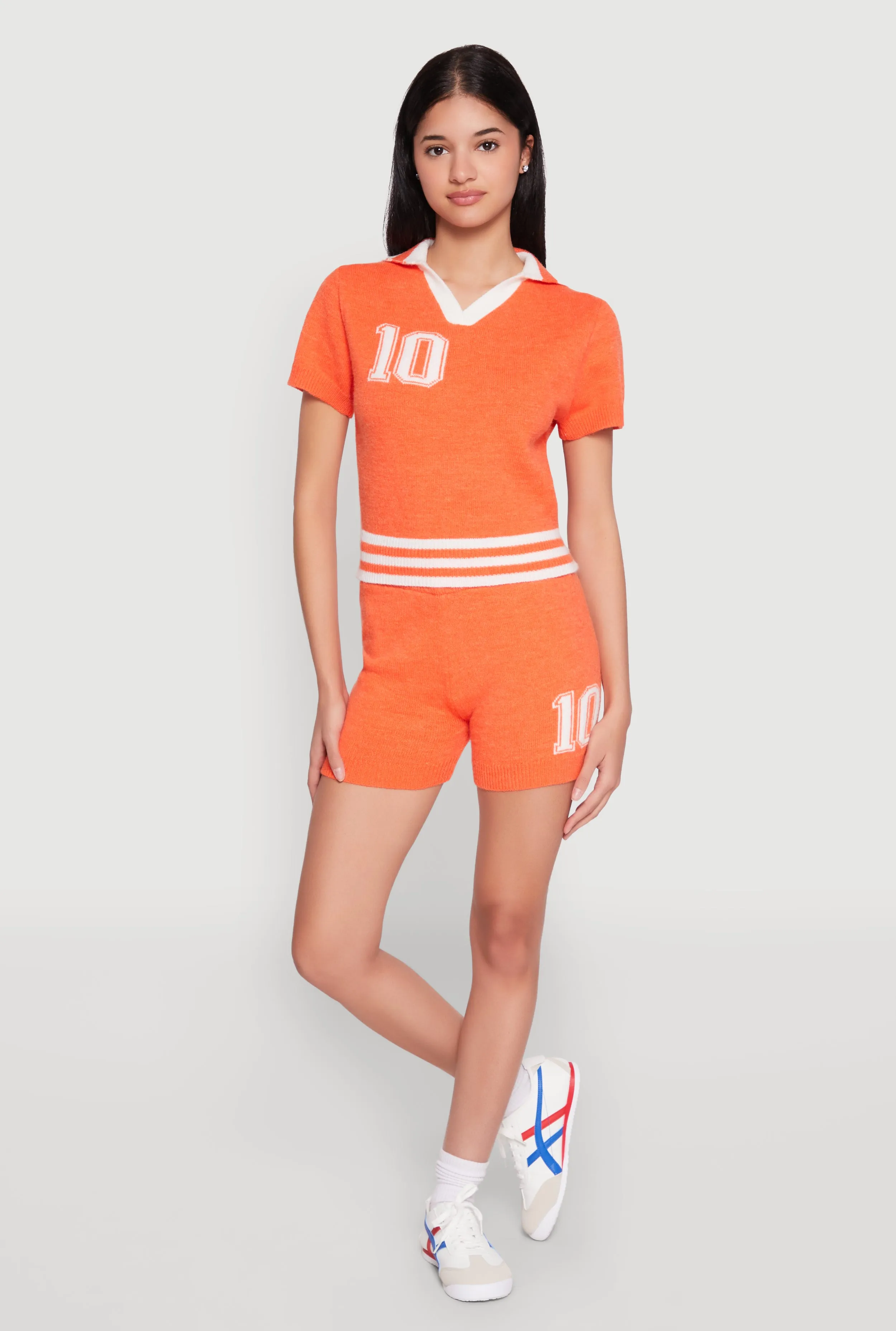 Daisy 10 Varsity Stripe Shorts sold by Rainbow