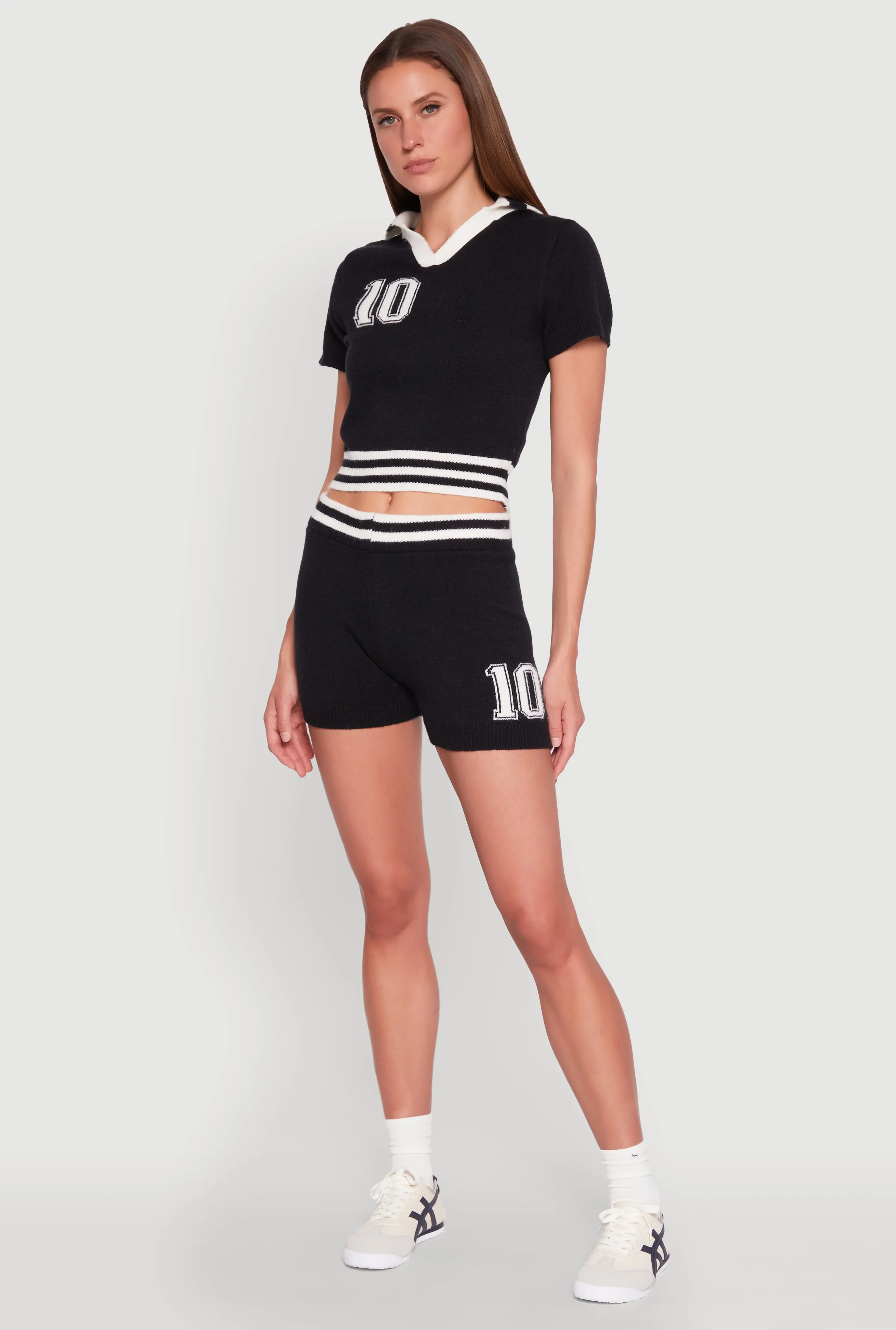 Daisy 10 Varsity Stripe Shorts sold by Rainbow