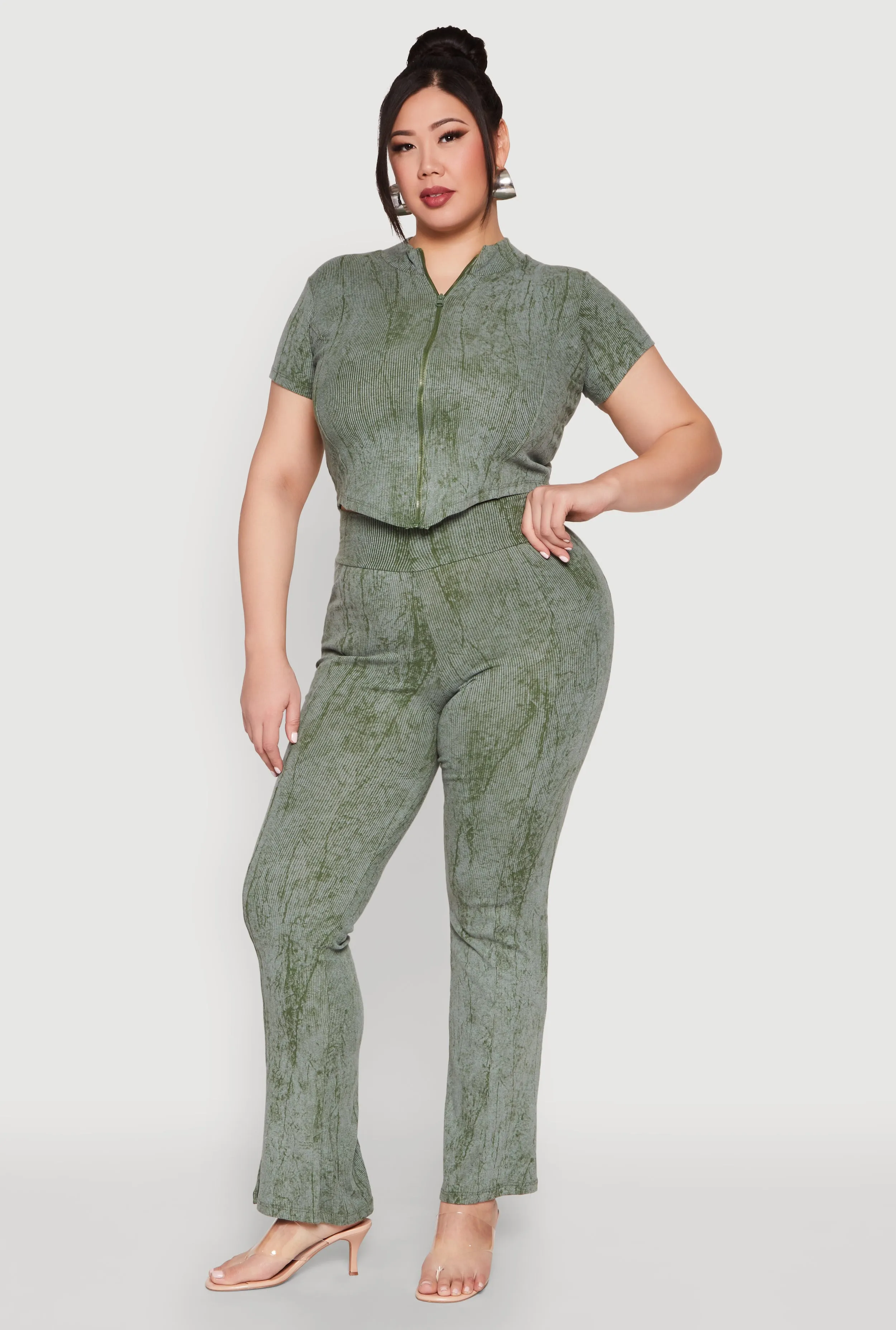 Plus Size Mineral Wash Zip Front Top sold by Rainbow product image thumbnail 2