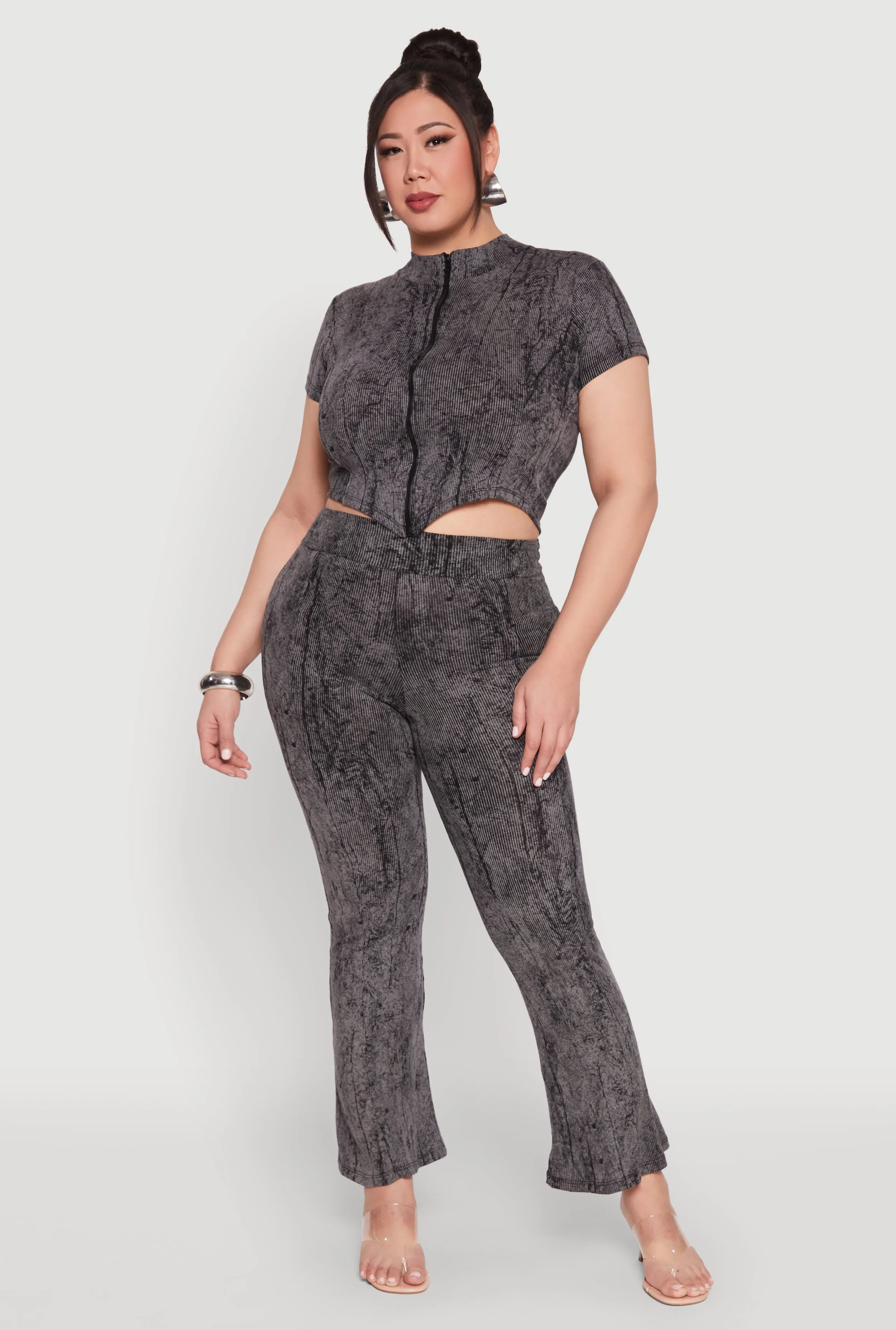 Plus Size Mineral Wash Zip Front Top sold by Rainbow product image thumbnail 3