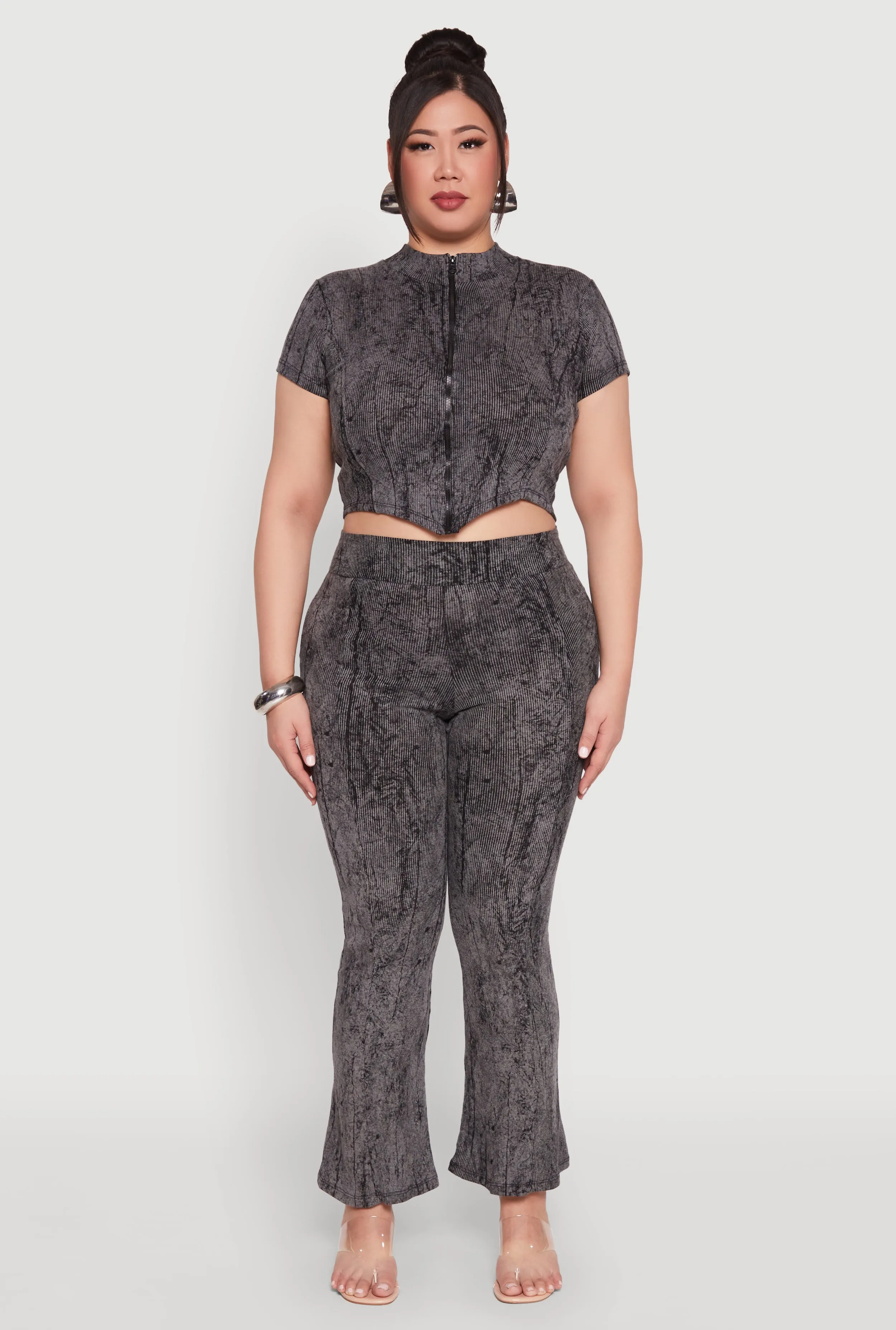 Plus Size Mineral Wash Zip Front Top sold by Rainbow product image thumbnail 2