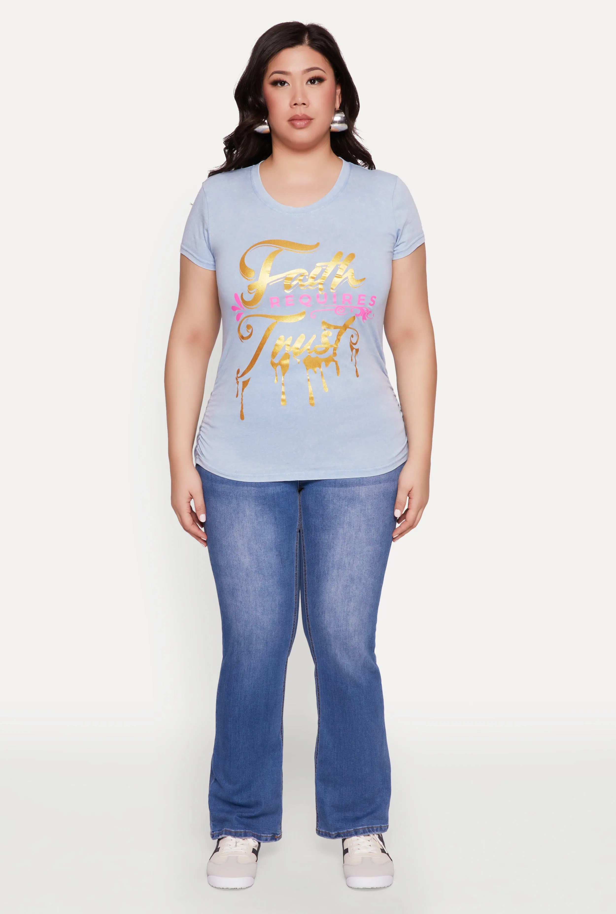 Plus Size Mineral Wash Faith Graphic Tee sold by Rainbow