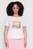 Plus Size Rib Knit No New Friends Graphic Tee sold by Rainbow