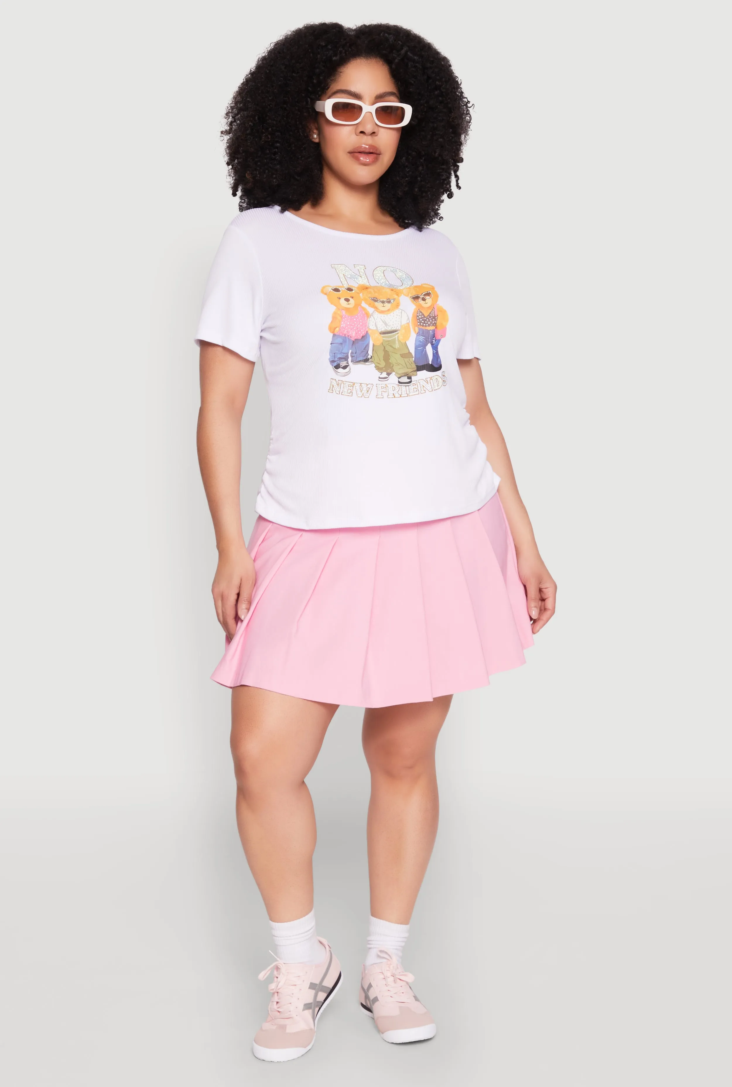 Plus Size Rib Knit No New Friends Graphic Tee sold by Rainbow product image thumbnail 3