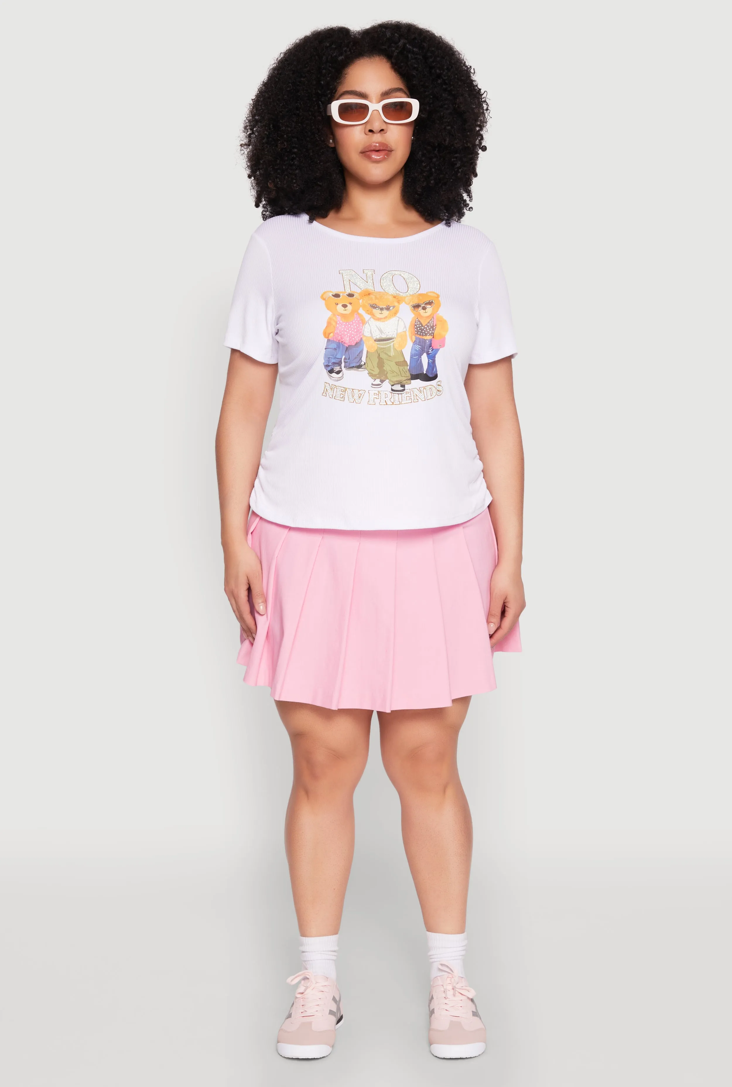Plus Size Rib Knit No New Friends Graphic Tee sold by Rainbow