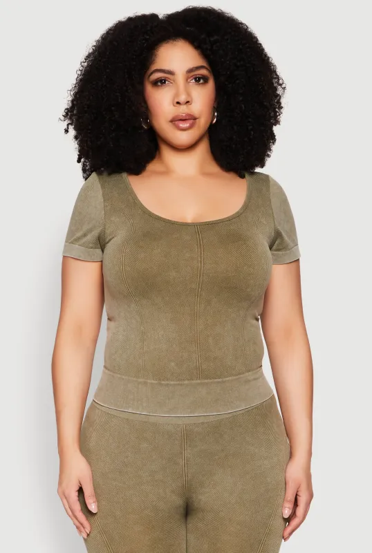 Plus Size Mineral Wash Scoop Neck Tee sold by Rainbow