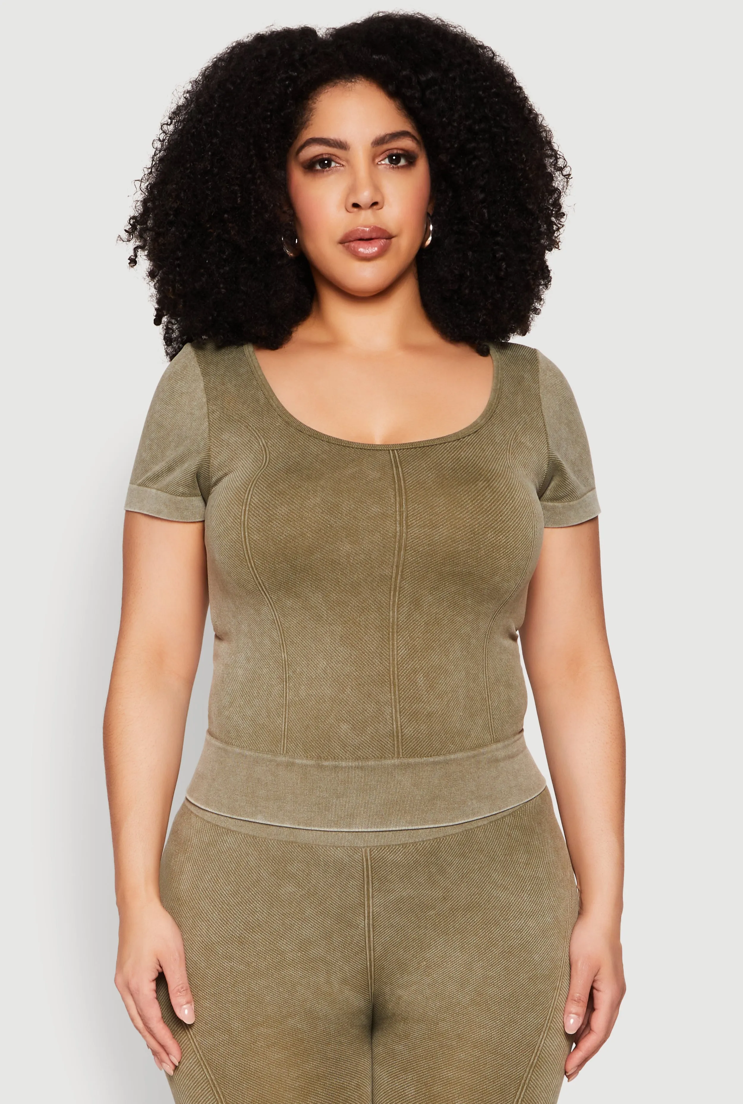 Plus Size Mineral Wash Scoop Neck Tee sold by Rainbow