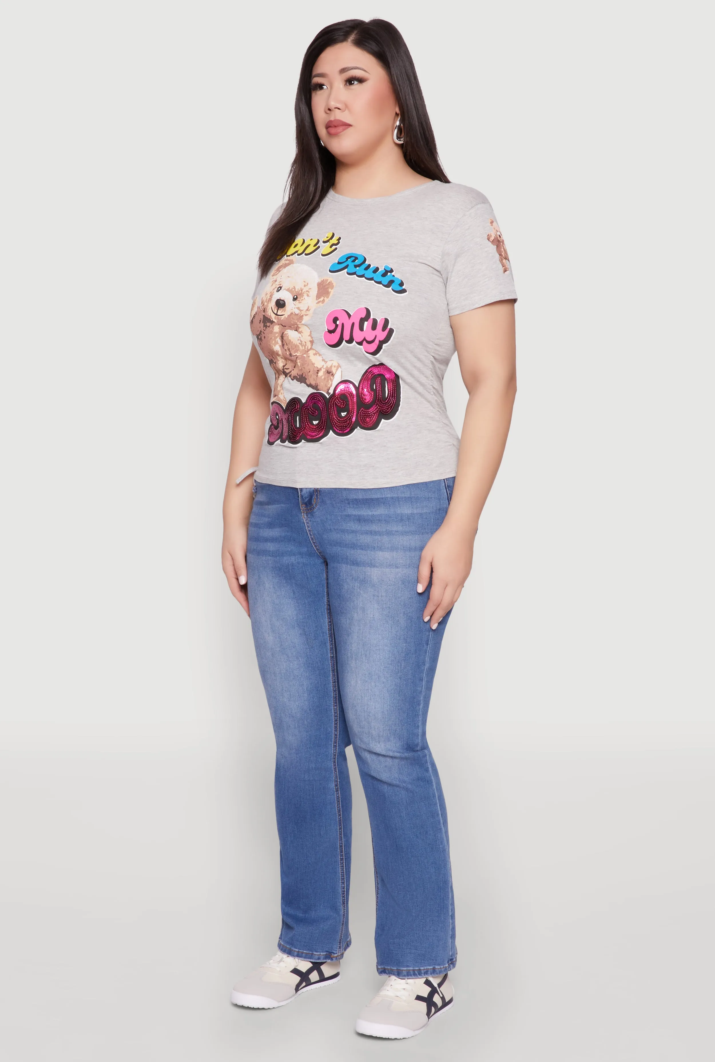 Plus Size Dont Ruin My Mood Sequin Graphic Tee sold by Rainbow product image thumbnail 5