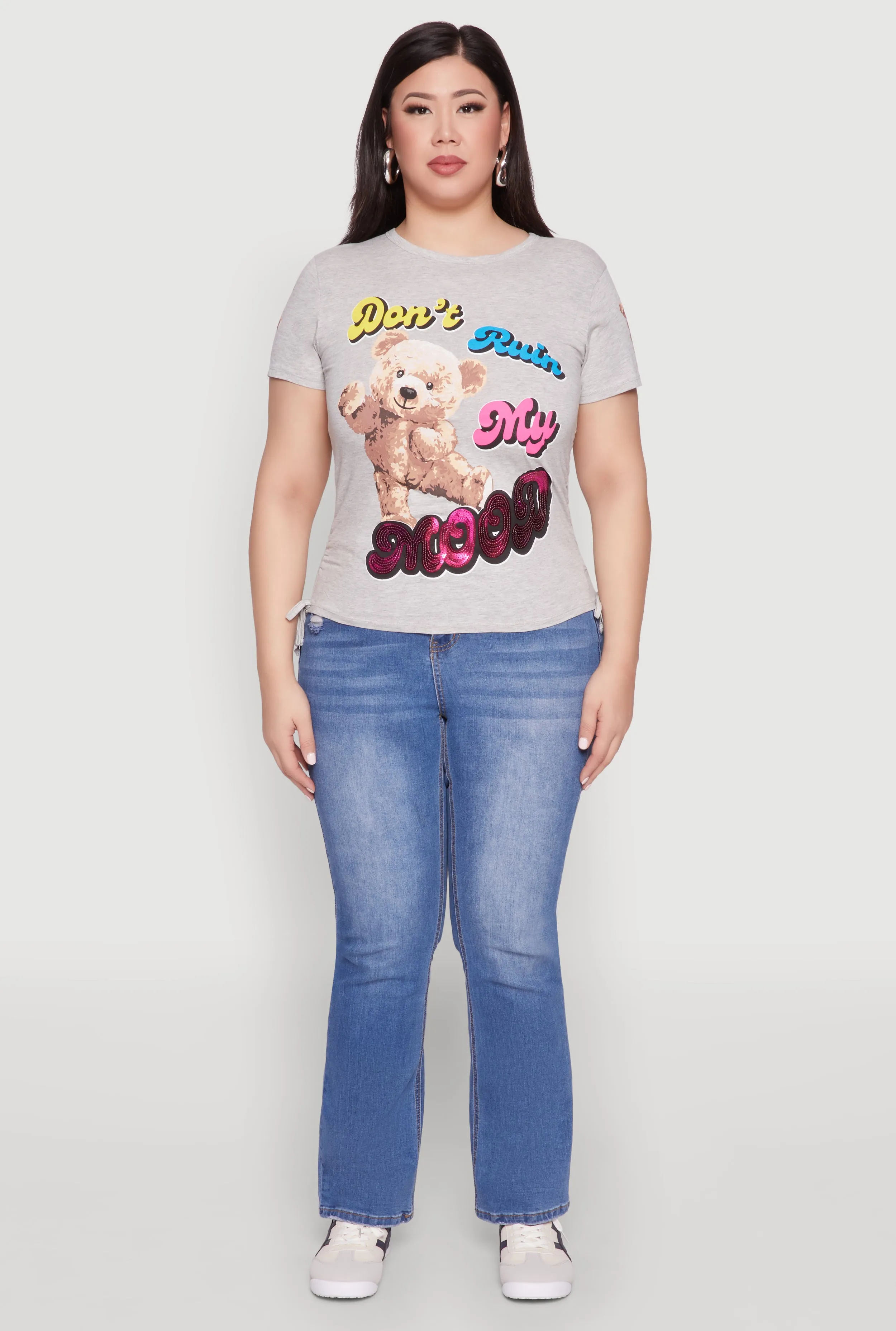 Plus Size Dont Ruin My Mood Sequin Graphic Tee sold by Rainbow product image thumbnail 3