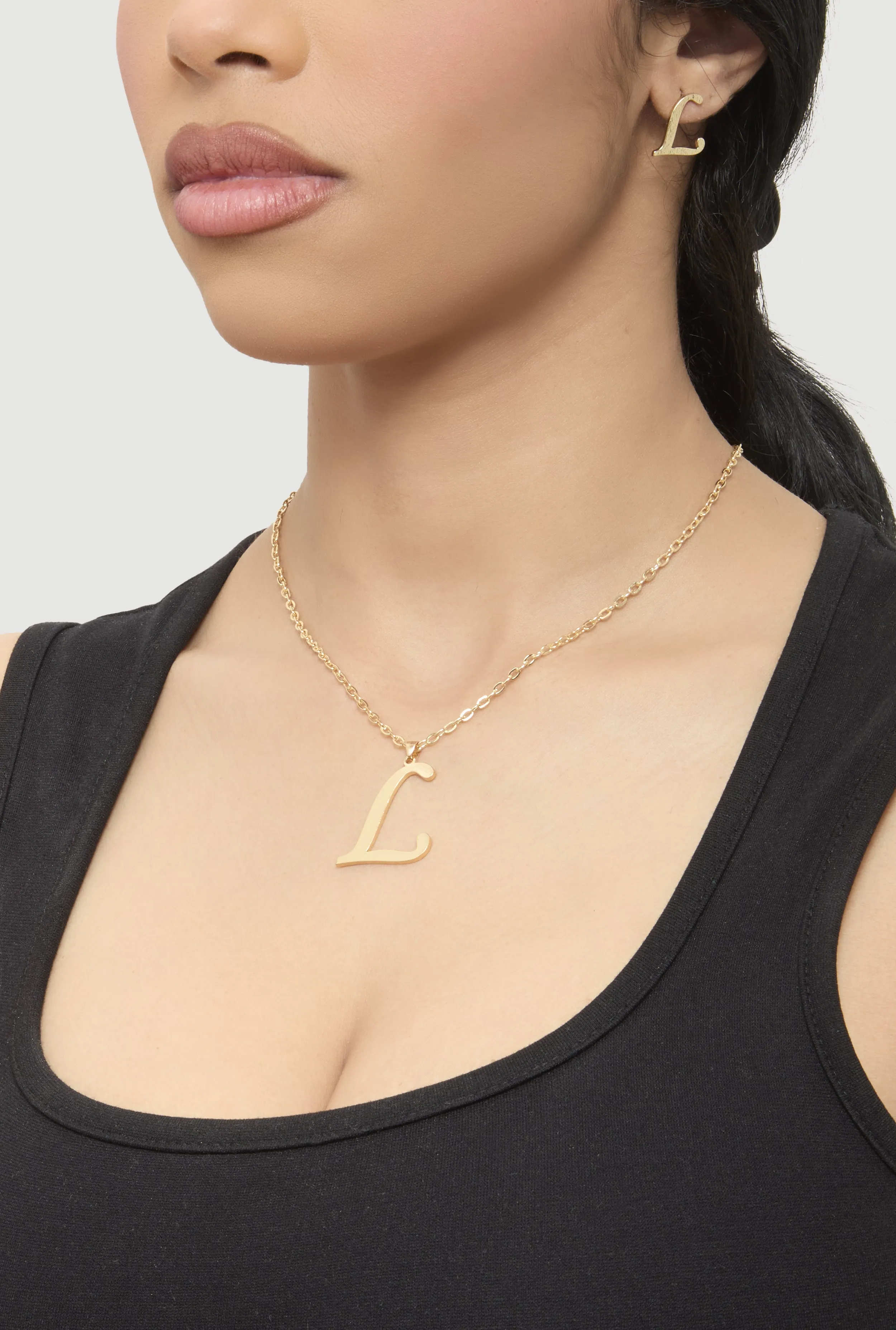 L Initial Necklace and Earrings sold by Rainbow product image thumbnail 2
