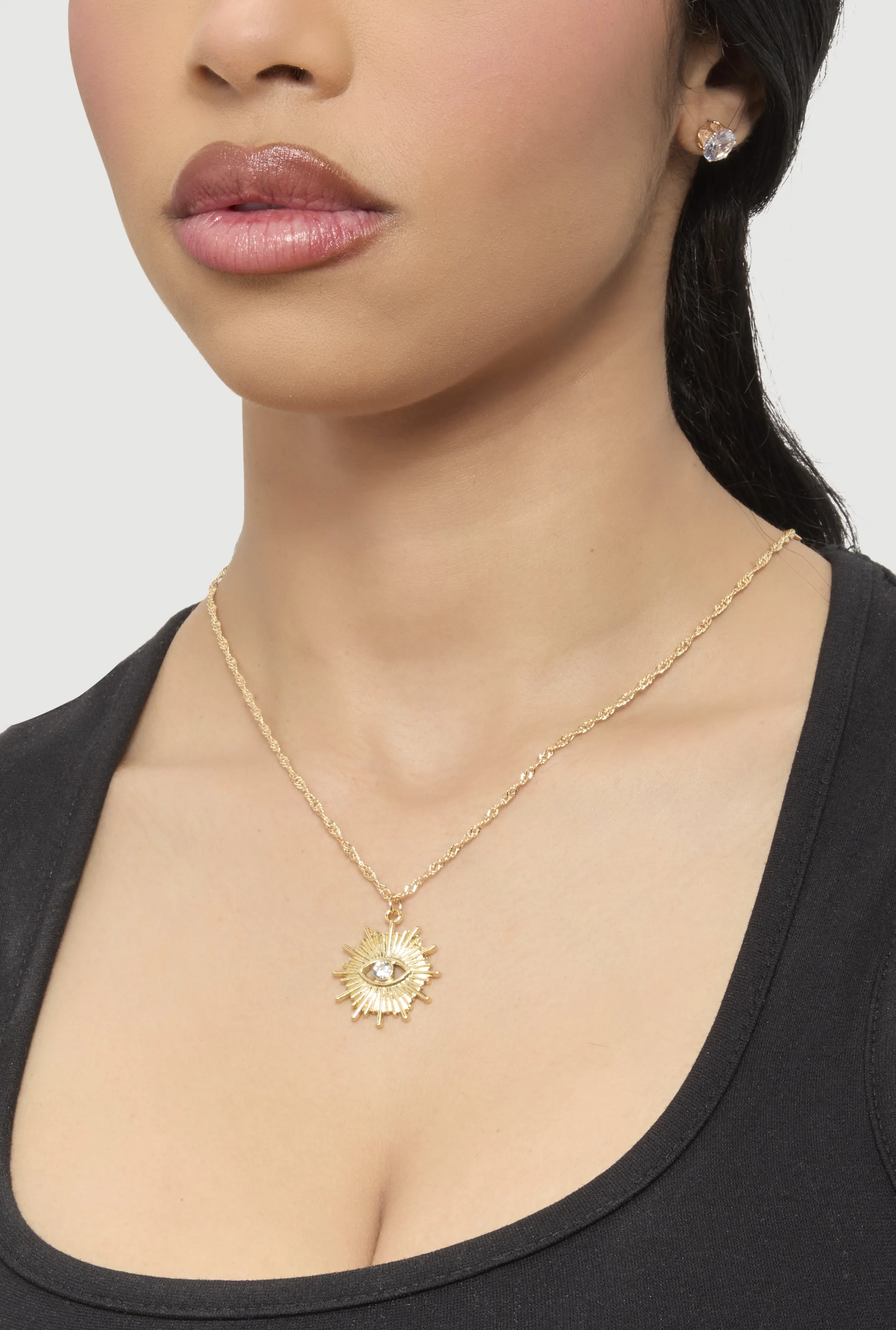 Cubic Zirconia Charm Necklace and Stud Earrings sold by Rainbow product image thumbnail 2