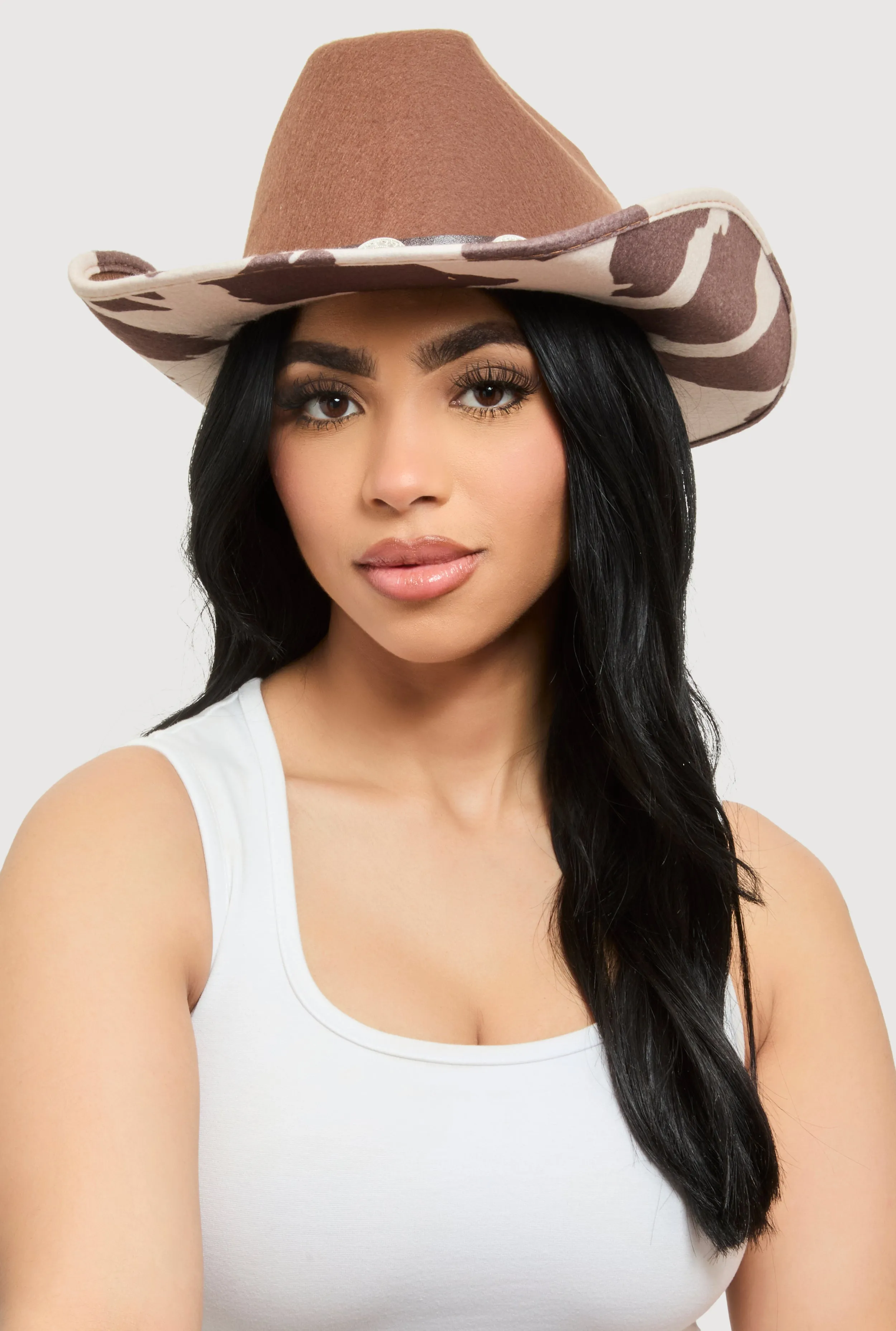 Studded Trim Cow Print Cowboy Hat sold by Rainbow product image thumbnail 2