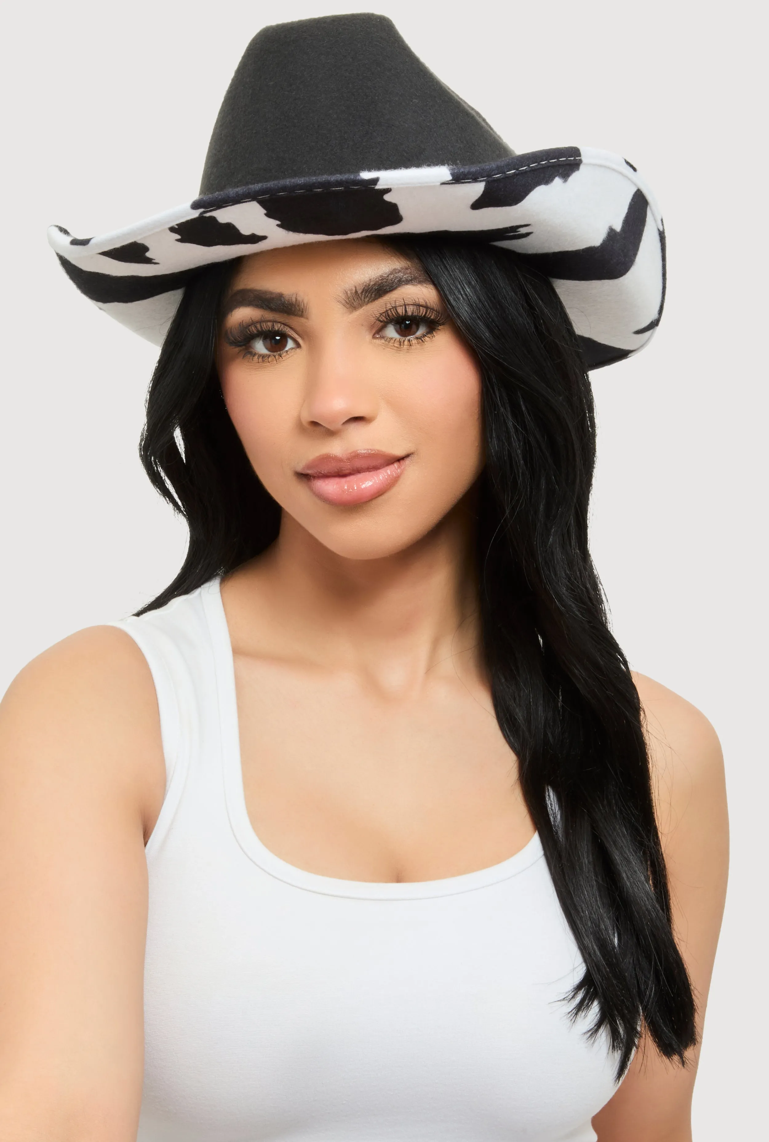 Studded Trim Cow Print Cowboy Hat sold by Rainbow product image thumbnail 2