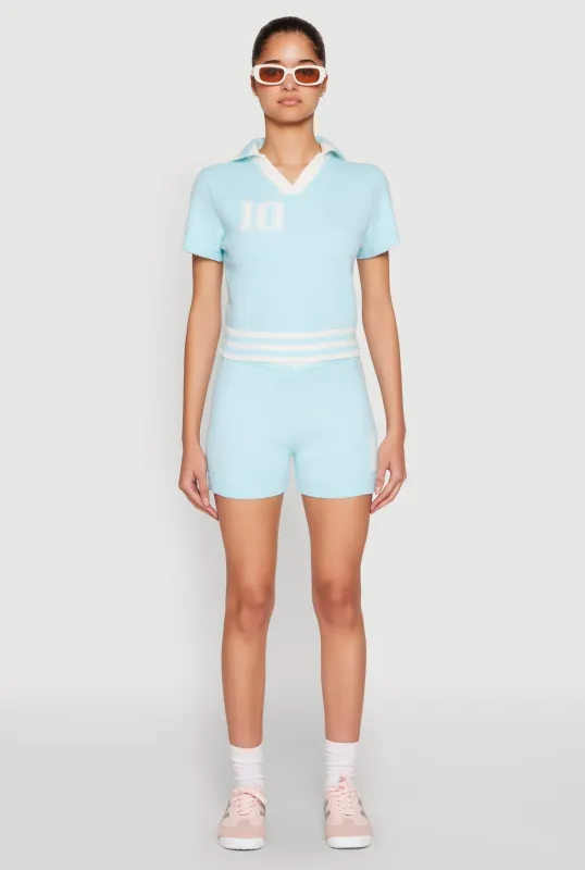 Daisy 10 Varsity Stripe Shorts sold by Rainbow