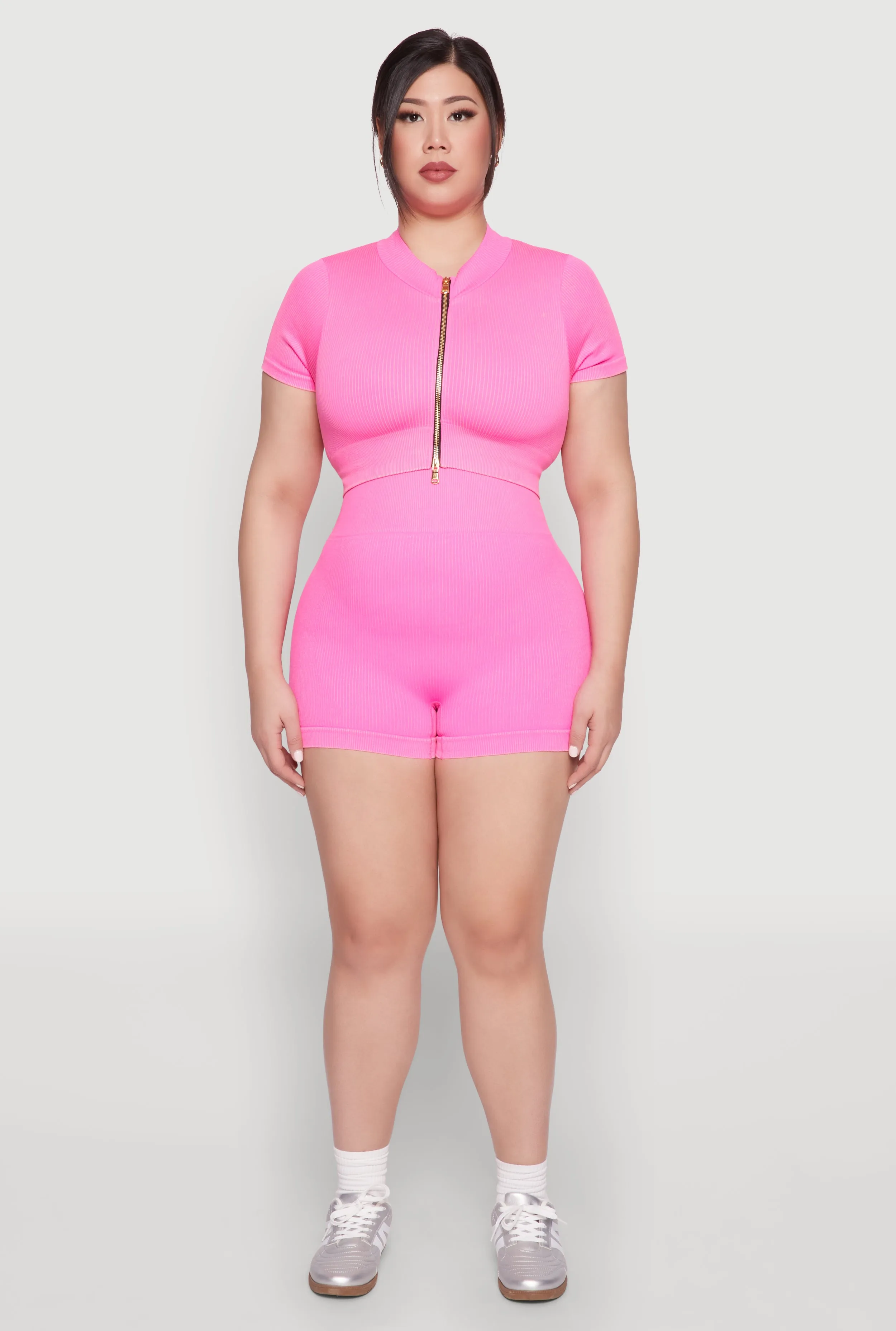 Plus Size Daisy Mineral Wash Seamless Zip Front Top sold by Rainbow product image thumbnail 2