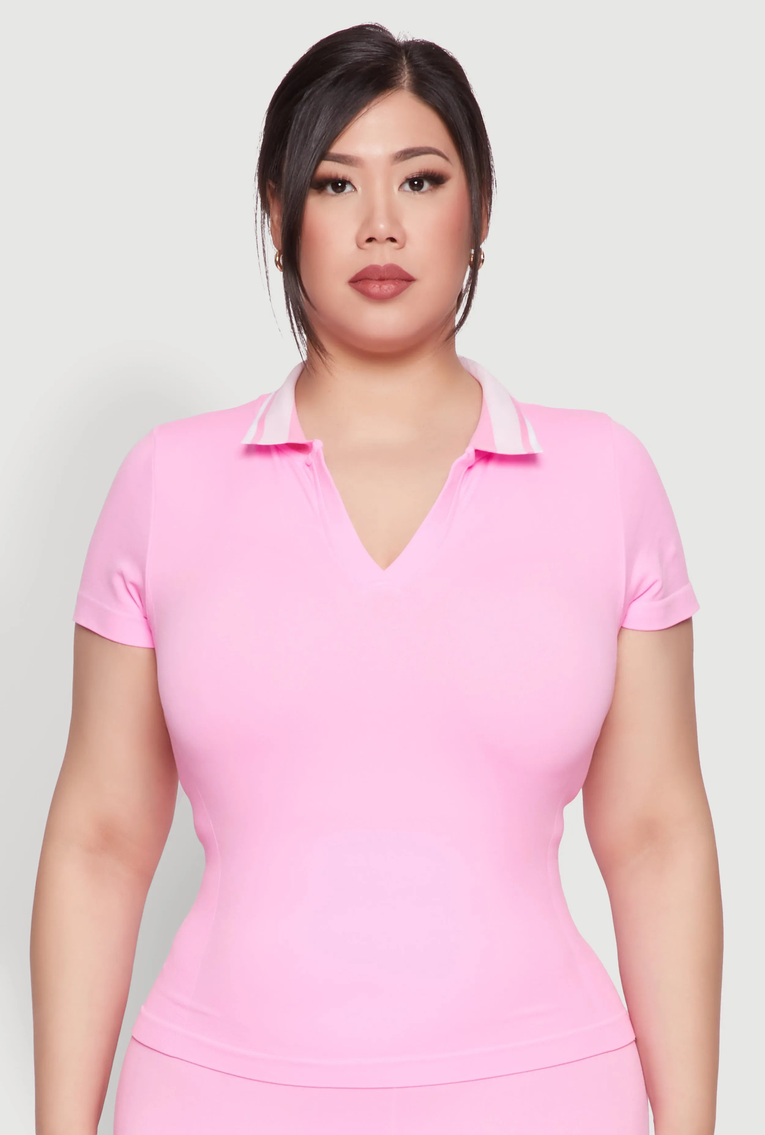 Plus Size Contrast Trim Polo Shirt sold by Rainbow