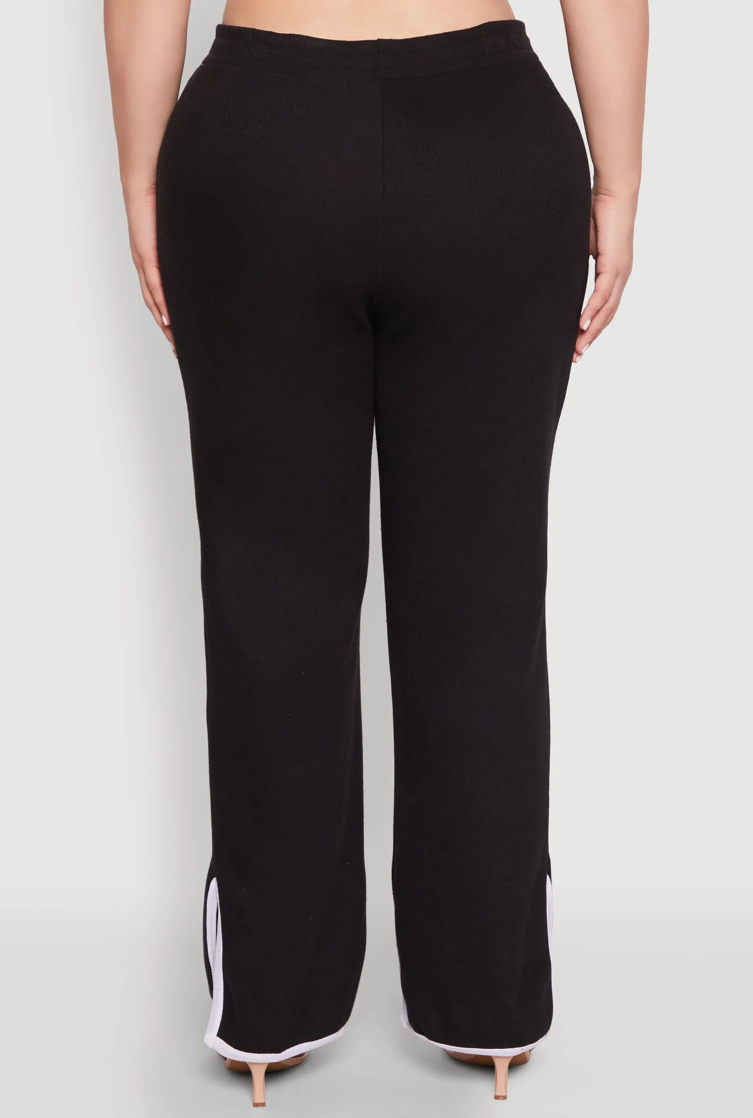 Plus Size Contrast Trim Slit Hem High Waist Pants sold by Rainbow product image thumbnail 5