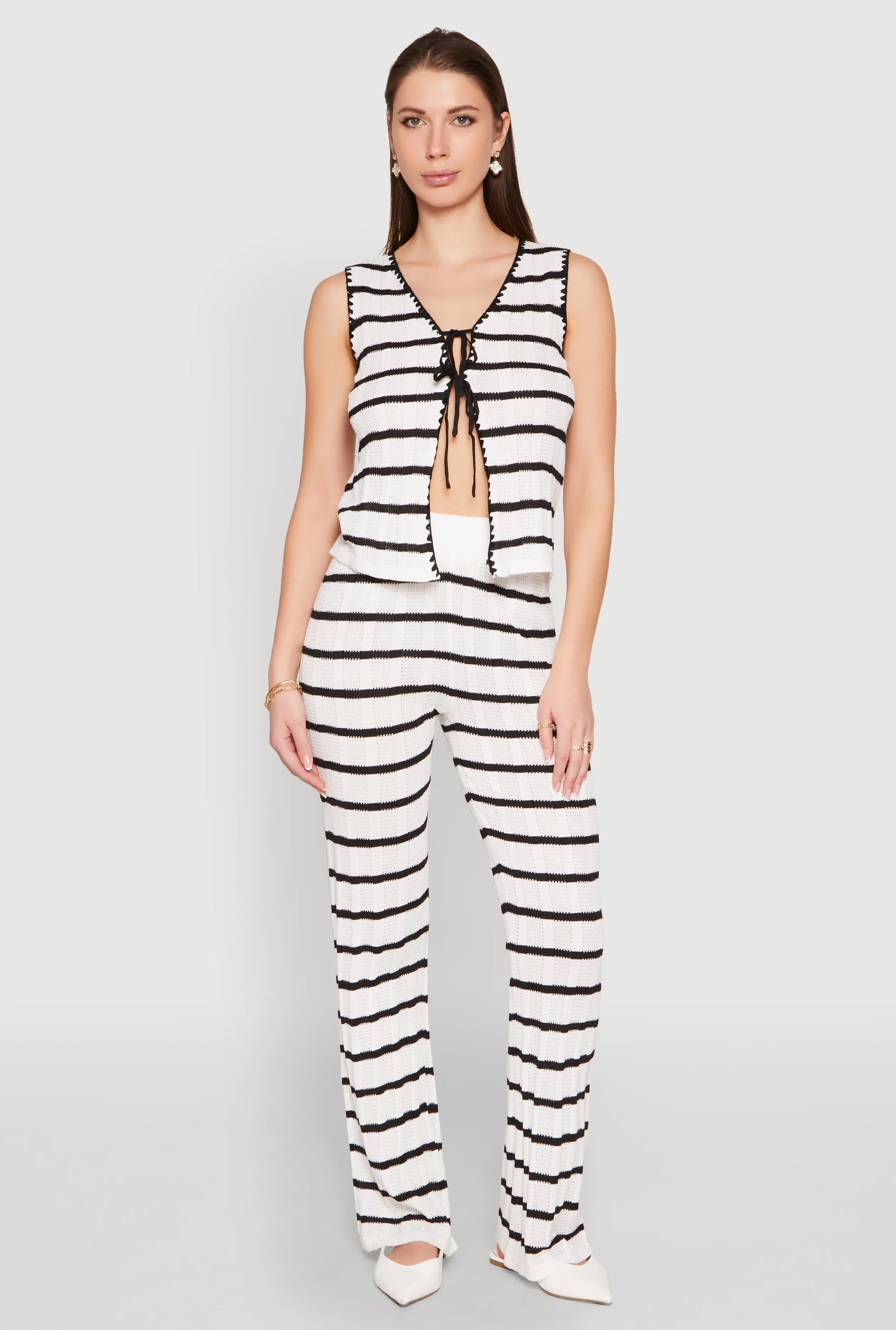 High Waisted Striped Crochet Pants sold by Rainbow product image thumbnail 2
