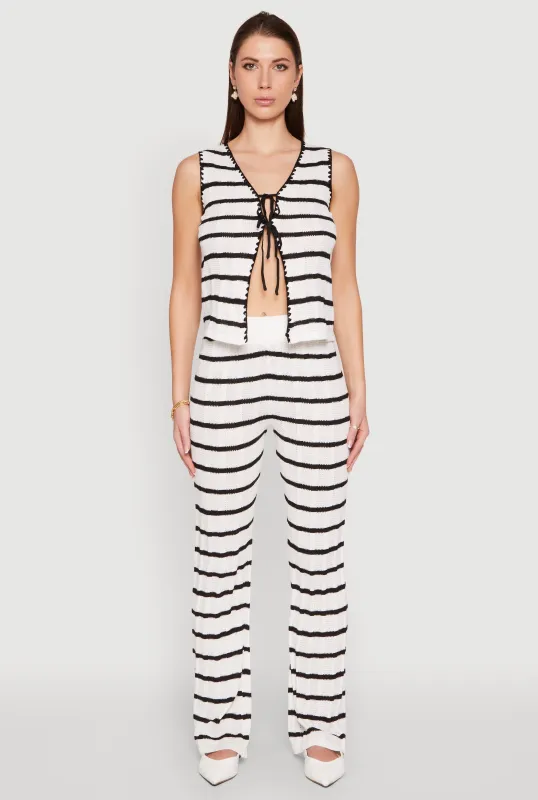 High Waisted Striped Crochet Pants sold by Rainbow