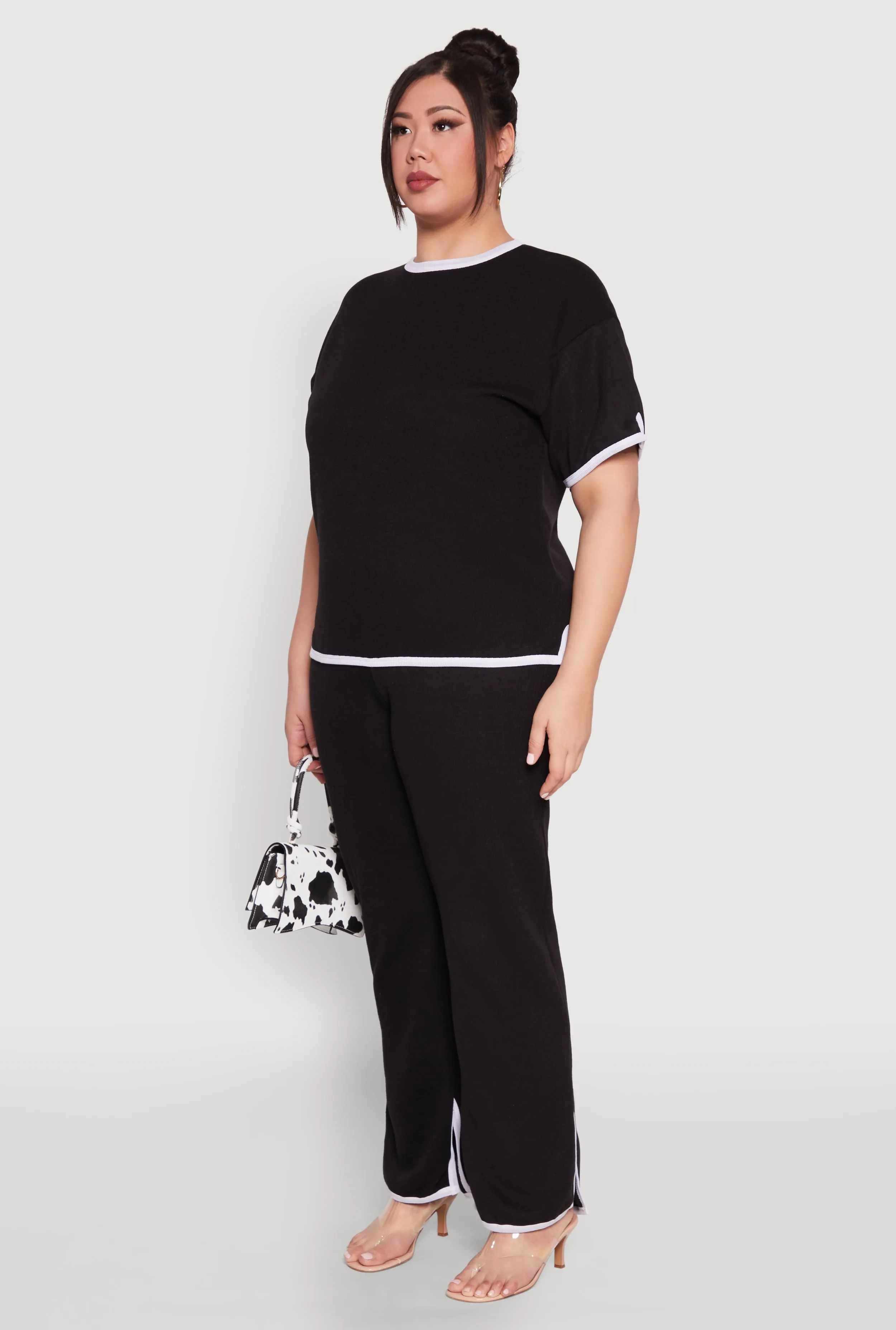 Plus Size Contrast Trim Brushed Knit Top sold by Rainbow product image thumbnail 5