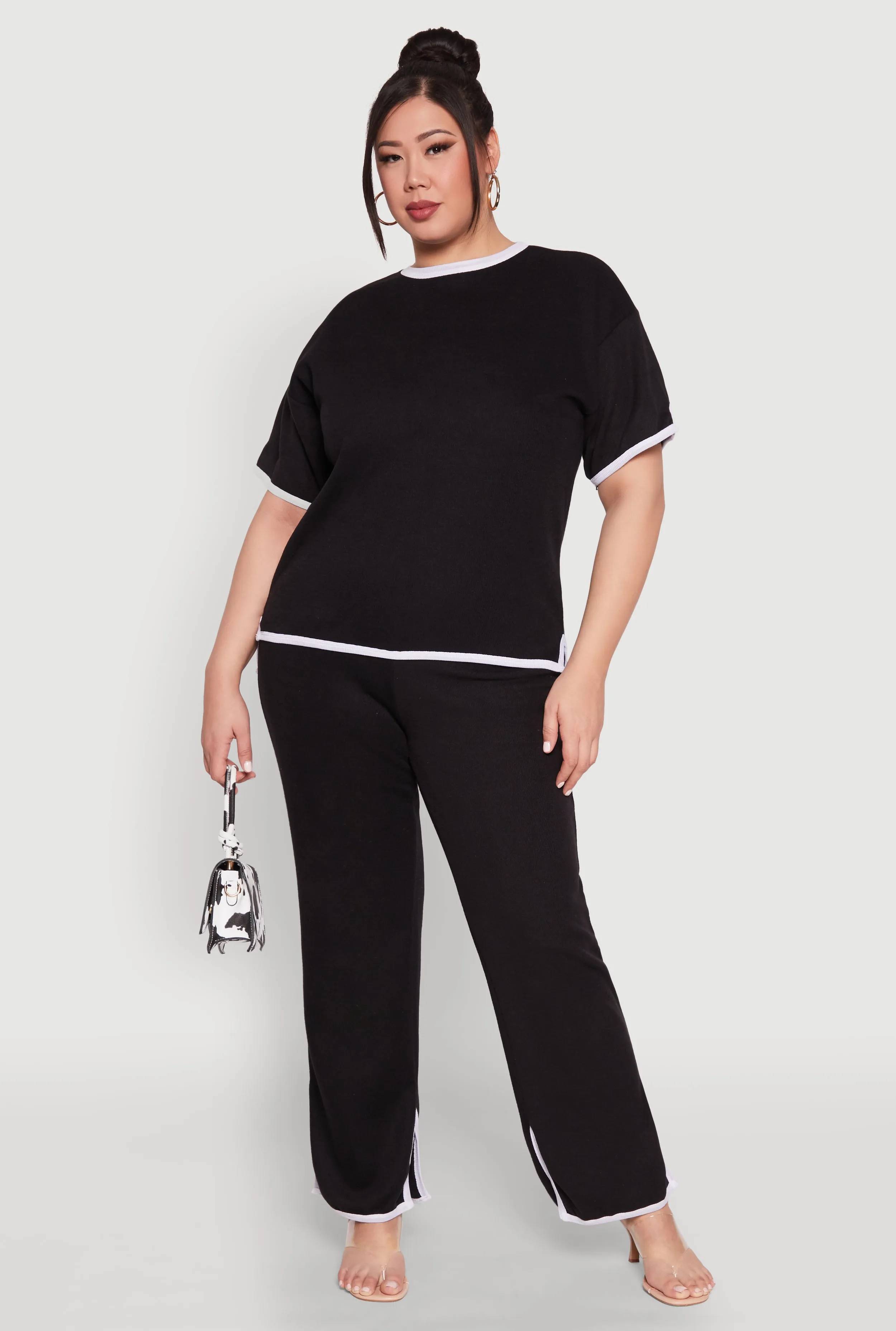 Plus Size Contrast Trim Brushed Knit Top sold by Rainbow product image thumbnail 3