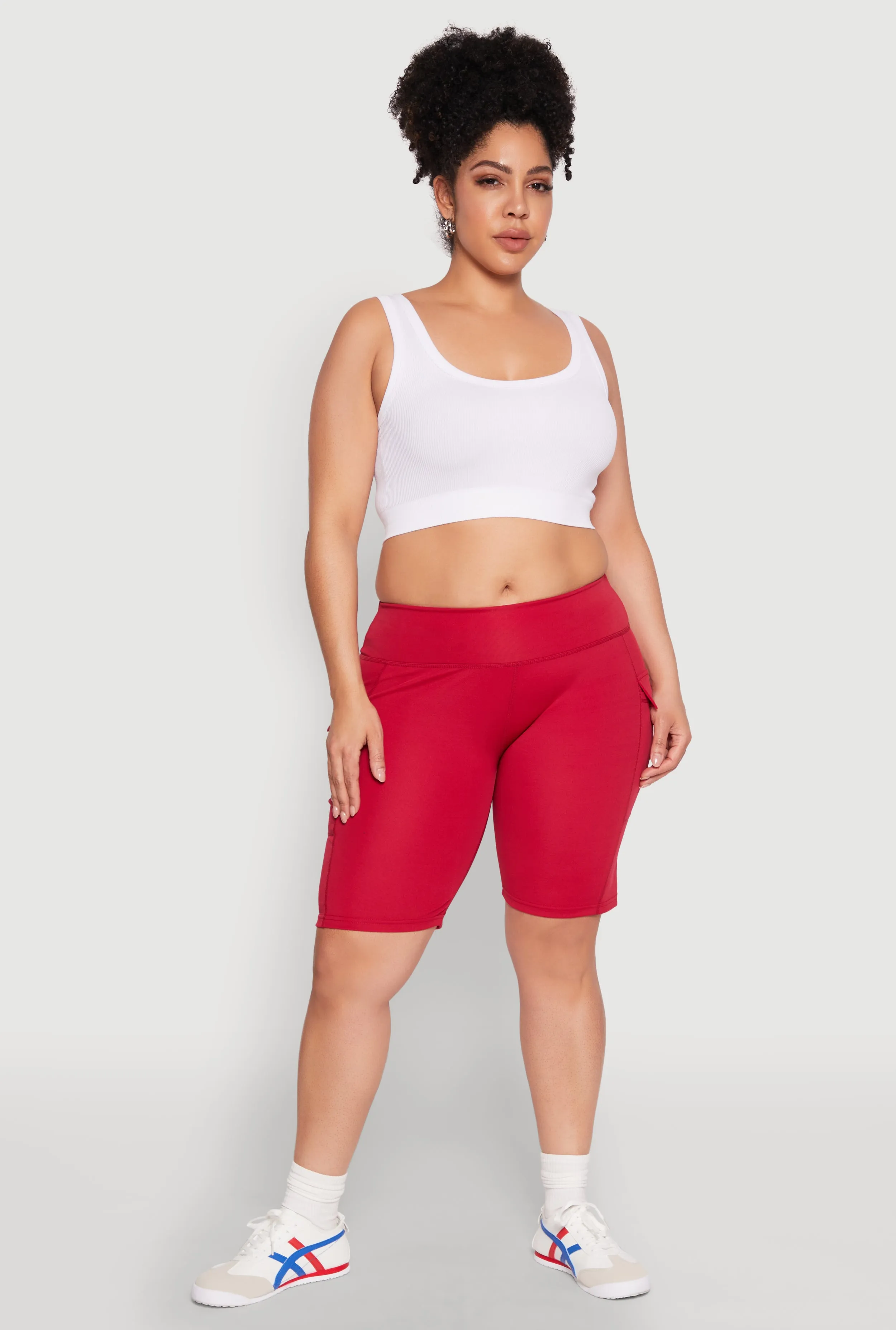 Plus Size High Waisted Cargo Pocket Biker Shorts sold by Rainbow