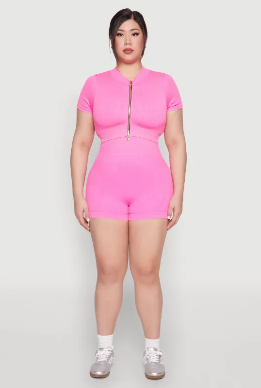 Plus Size Daisy Mineral Wash Seamless Bike Shorts sold by Rainbow