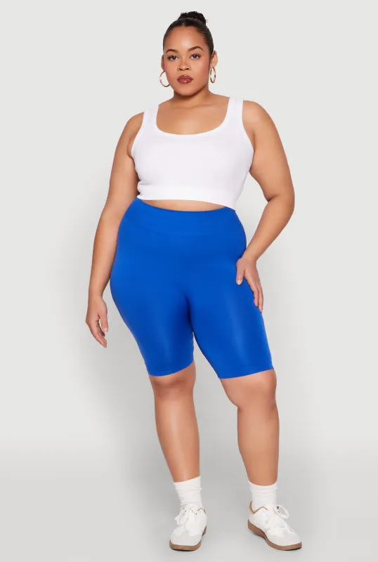 Plus Size High Waist Seamless Biker Shorts sold by Rainbow
