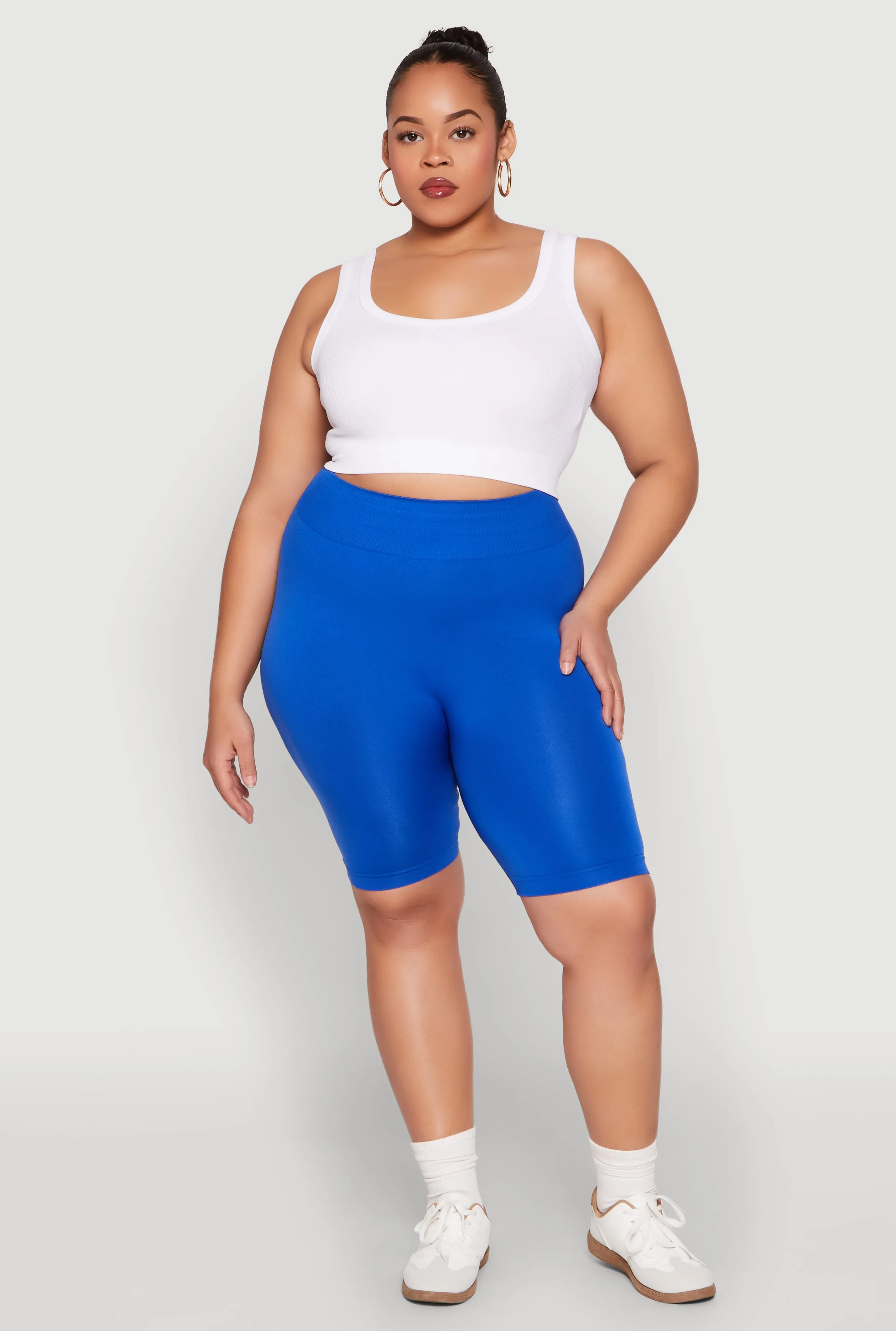 Plus Size High Waist Seamless Biker Shorts sold by Rainbow