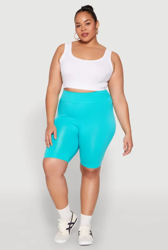 Plus Size High Waist Seamless Biker Shorts sold by Rainbow