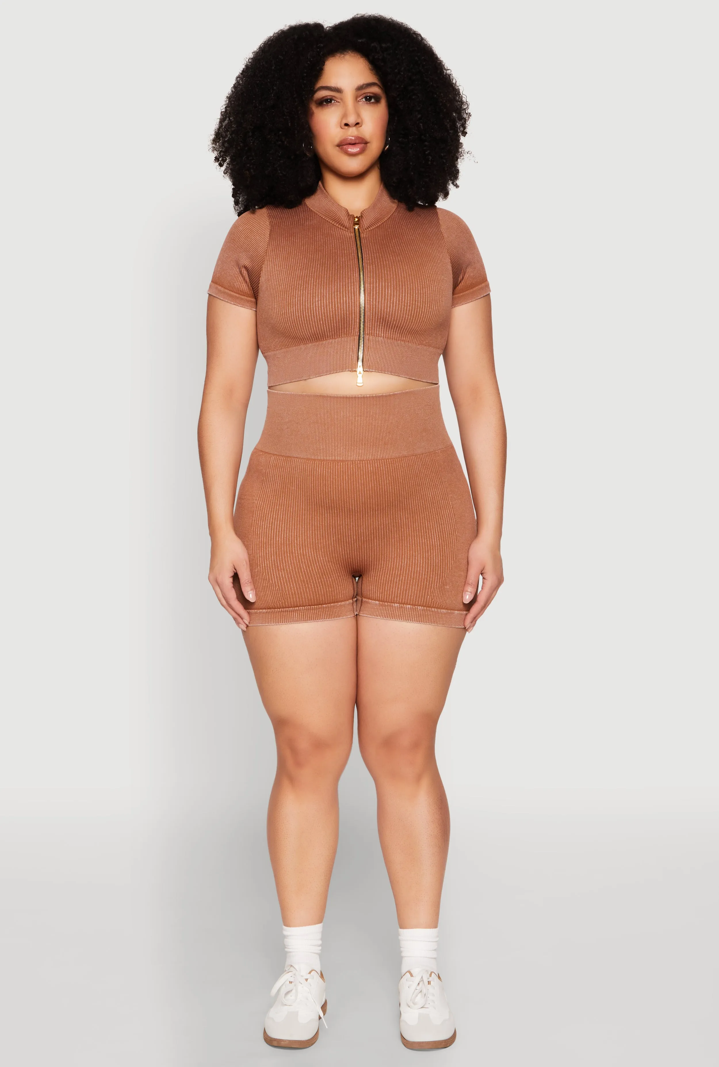 Plus Size Daisy Mineral Wash Seamless Zip Front Top sold by Rainbow product image thumbnail 2