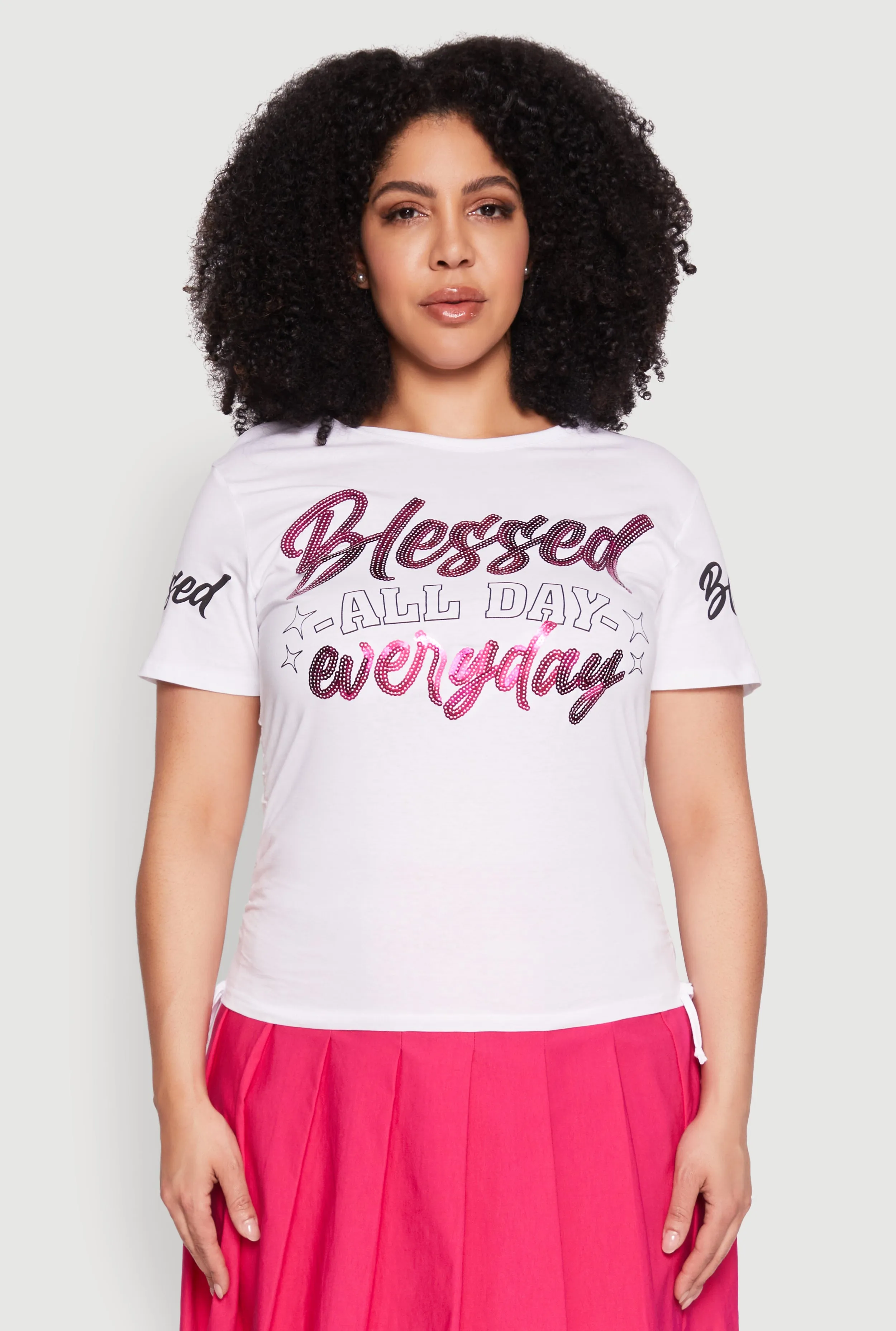 Plus Size Sequin Blessed Everyday Graphic Tee sold by Rainbow product image thumbnail 2