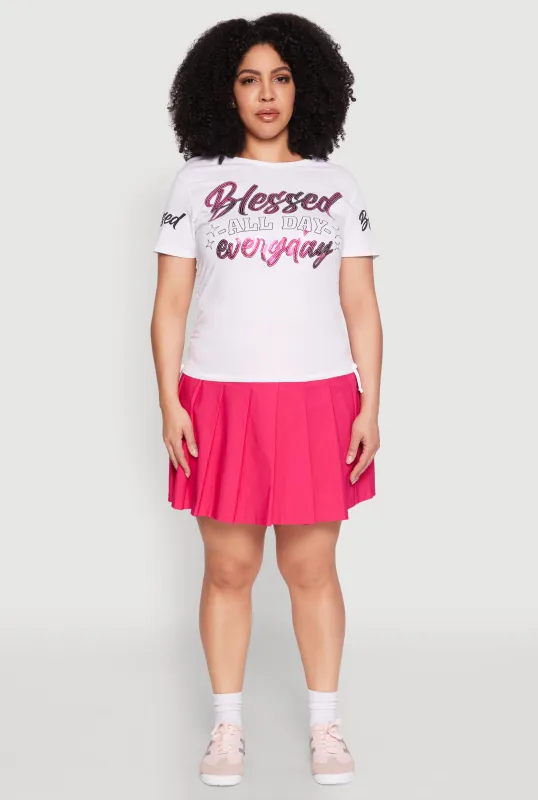 Plus Size Sequin Blessed Everyday Graphic Tee sold by Rainbow