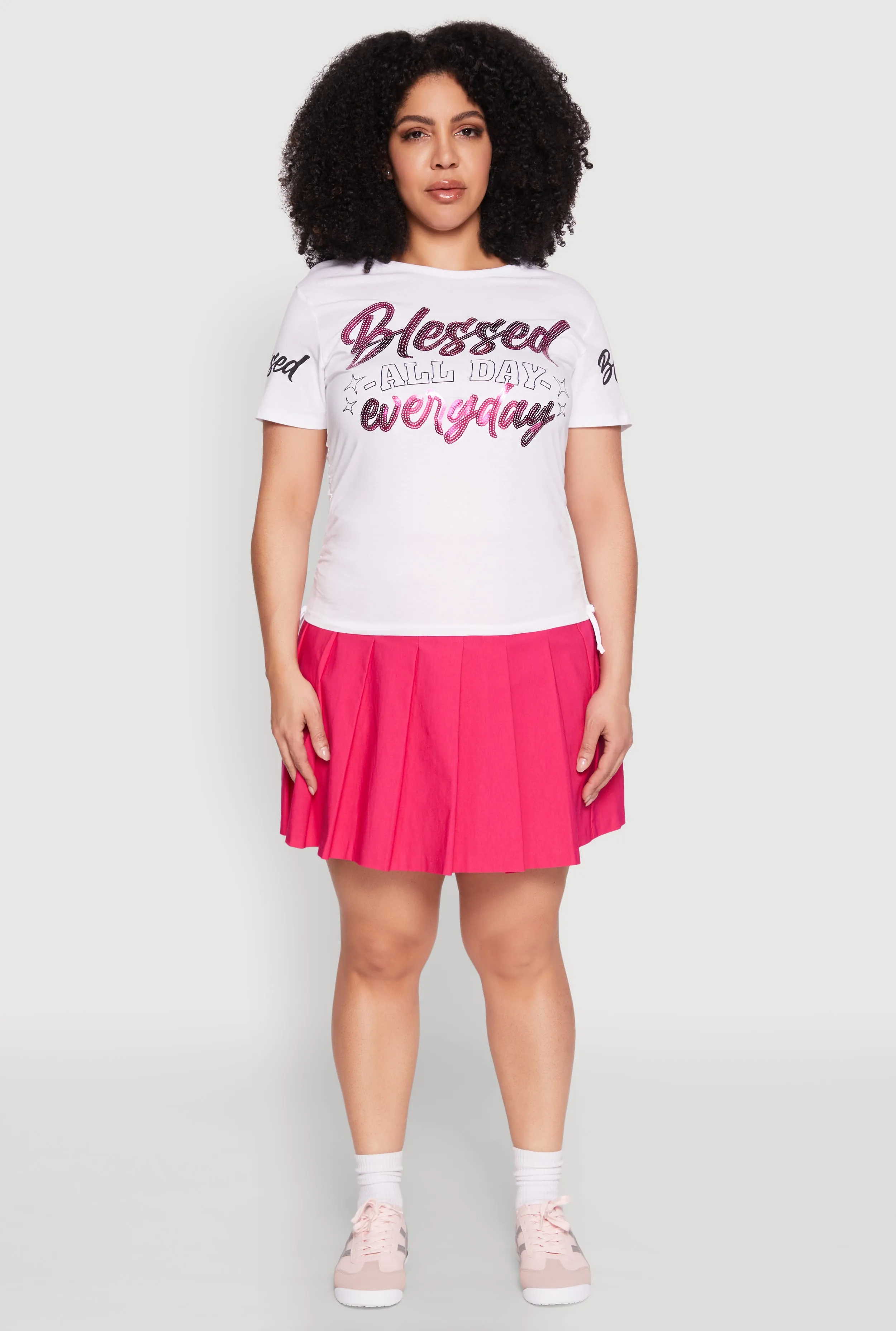 Plus Size Sequin Blessed Everyday Graphic Tee sold by Rainbow